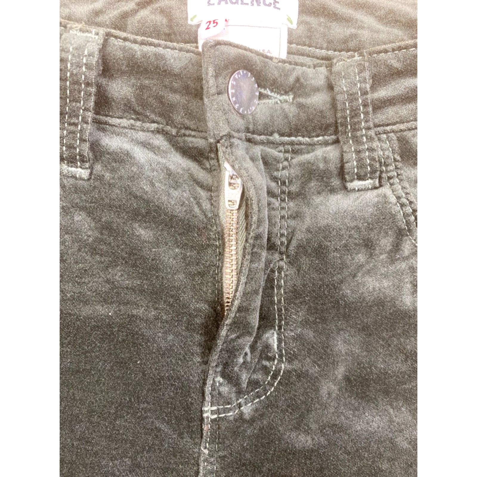 L'AGENCE VINTAGE L'Agence Velvet Pants Women 25 Dark Green Skinny Casual Slim Pockets Stretch Ankle Womens Size 42" / US 20 - 3 Thumbnail