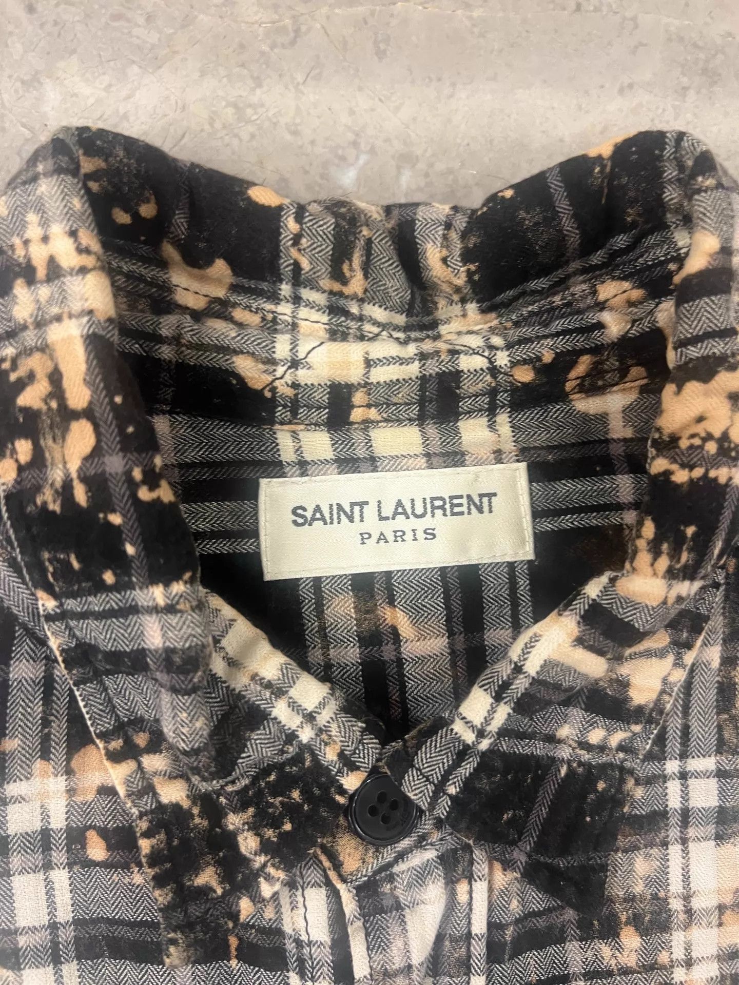 Saint Laurent Paris SLP Flame Render Yellow Check Ink Splatter Shirt S Size US S / EU 44-46 / 1 - 4 Thumbnail