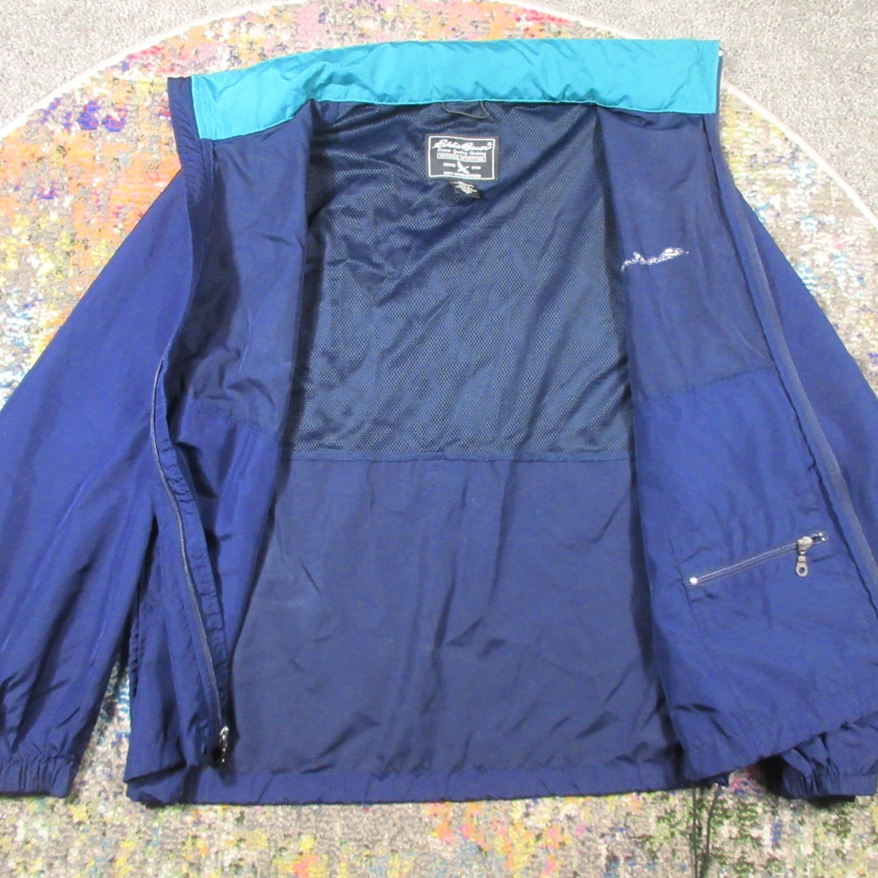 Eddie Bauer Eddie Bauer Windbreaker Jacket Men M Blue Hooded Lightweight Vented Back Stow Nylon Softshell Zip Outdoor Hiking Size US M / EU 48-50 / 2 - 4 Thumbnail