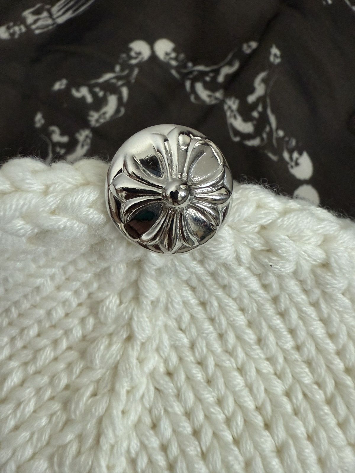 Chrome Hearts CRYSTAL CROSS CASHMERE CREAM BEANIE Size ONE SIZE - 3 Thumbnail
