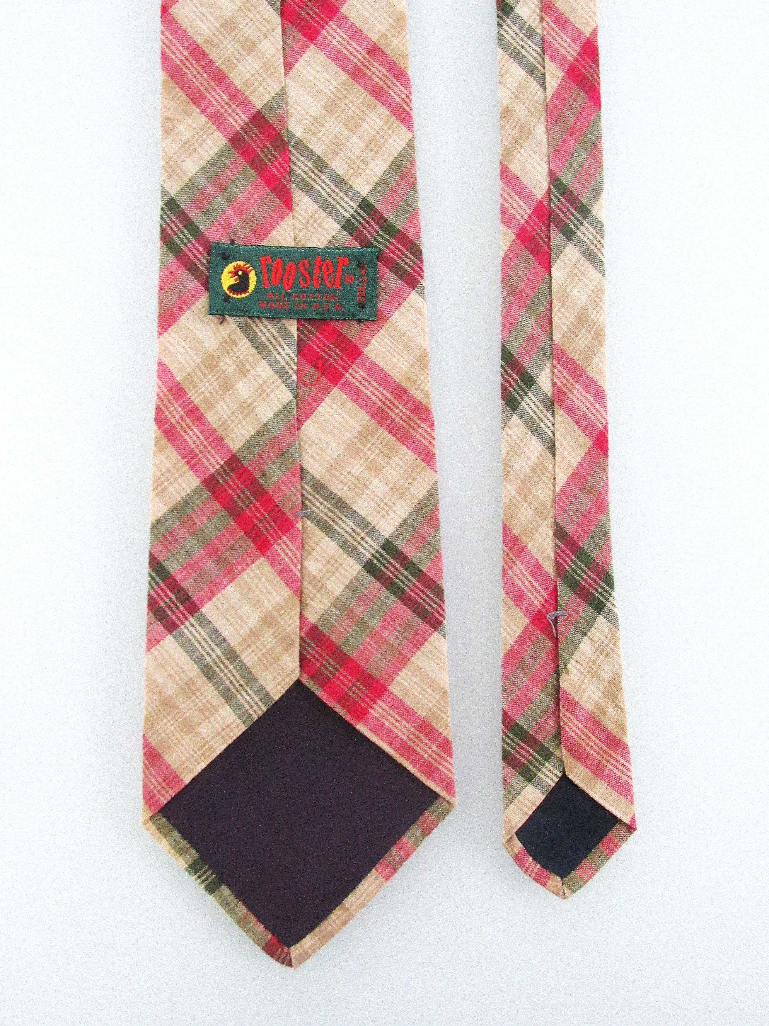 Vintage Rooster Vintage Men's Cotton Plaid Ties Size ONE SIZE - 4 Thumbnail