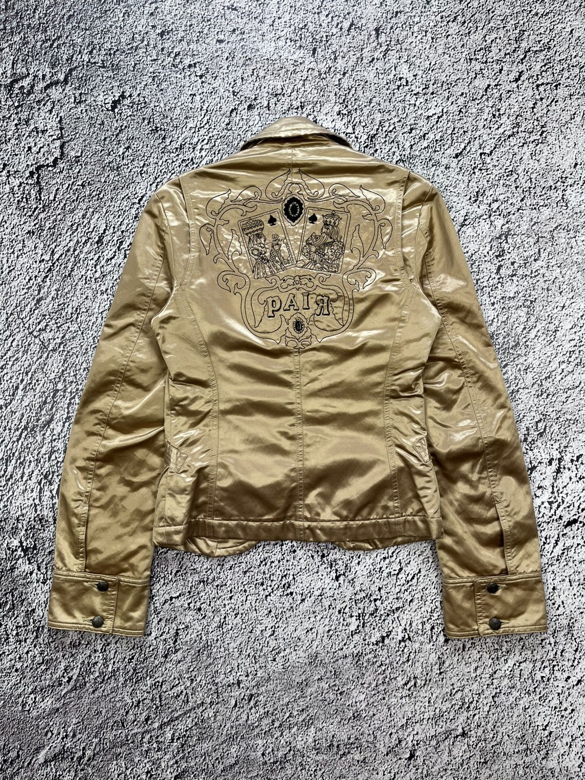 Diesel VINTAGE Y2K GOLD EMBROIDERED PAIR LOGO BLAZER JACKET Size M / US 6-8 / IT 42-44 - 7 Thumbnail