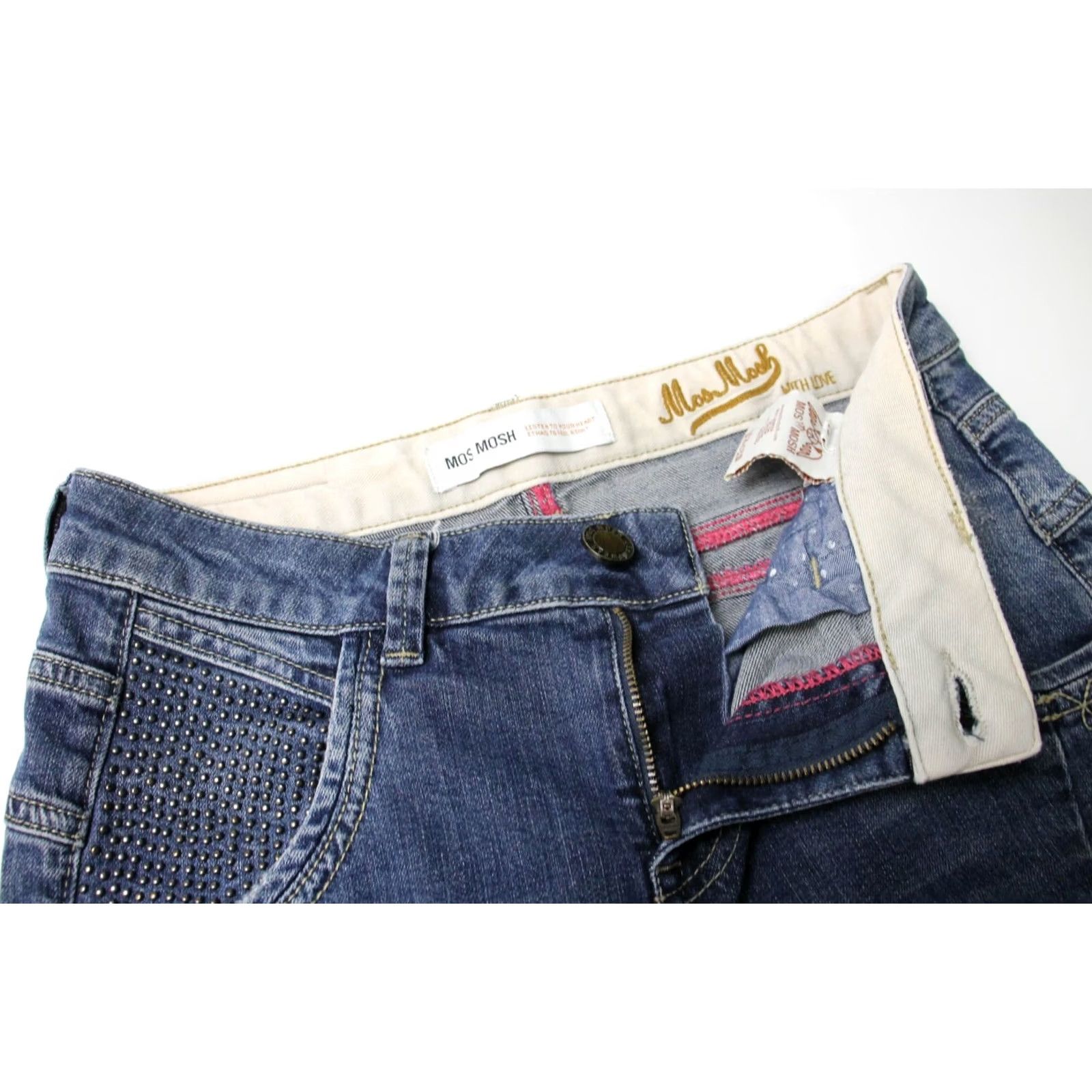 Vintage MOS MOSH Linton Jeans Women's W26 Slim Distressed Faded Stretch Blue Size 26" / US 2 / IT 38 - 4 Thumbnail