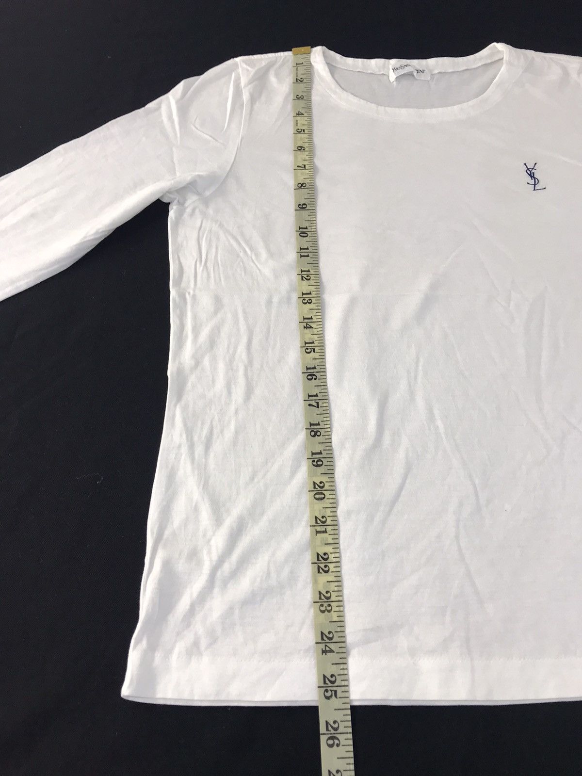 Designer 90s Yves Saint Laurent White Plain Inner Longsleeve Tee Size US M / EU 48-50 / 2 - 9 Thumbnail