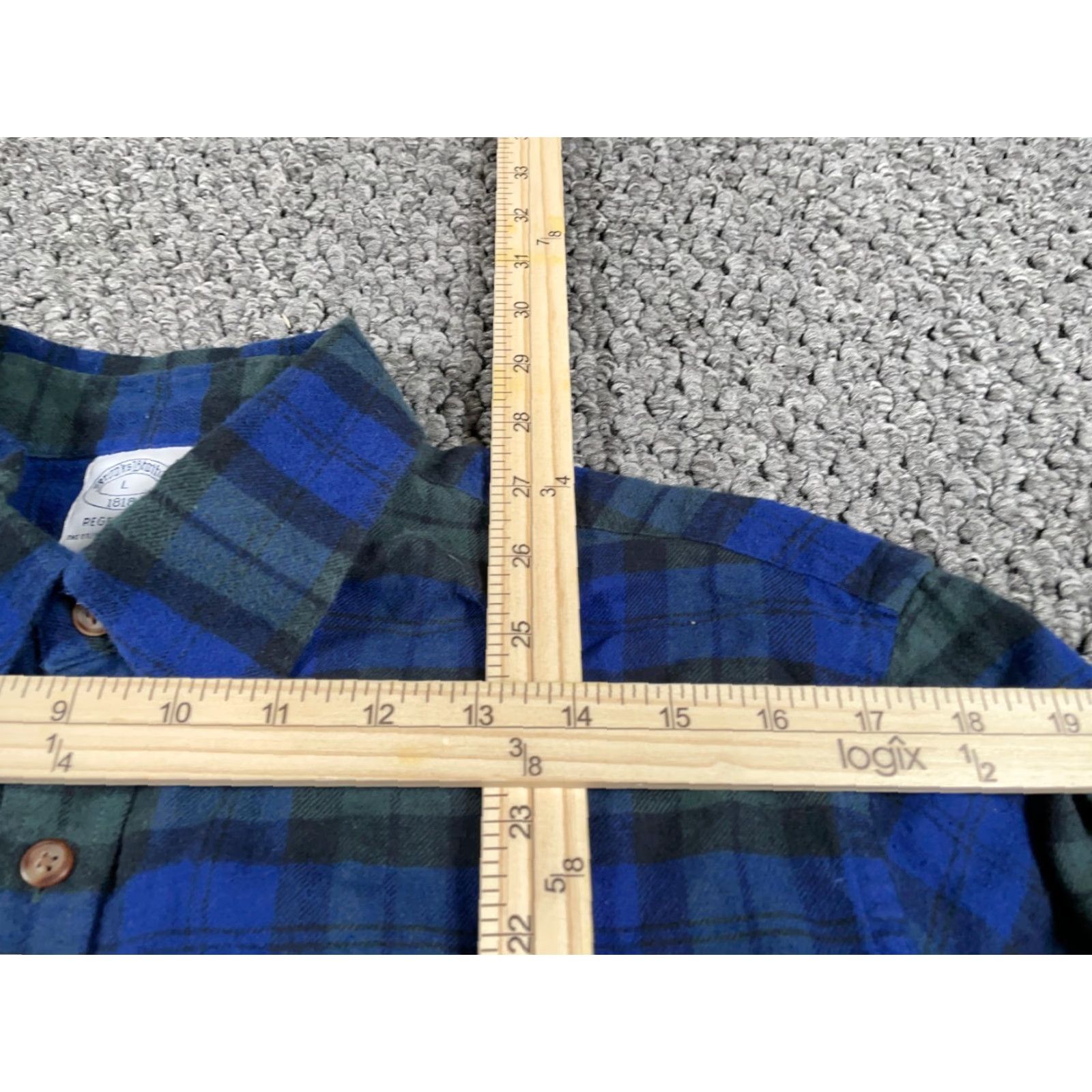 Brooks Brothers Brooks Brothers Regent Flannel Shirt Adult Large Blue Green Plaid Lightweight Size US L / EU 52-54 / 3 - 6 Thumbnail