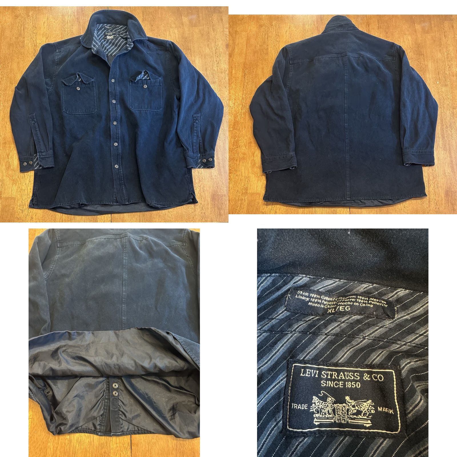 Levi's Levi’s Shacket Men XL Navy Blue Insulated Canvas Cotton Button Lined Pockets Mid-Length Jacket Solid Navy Blue Size US XL / EU 56 / 4 - 8 Thumbnail