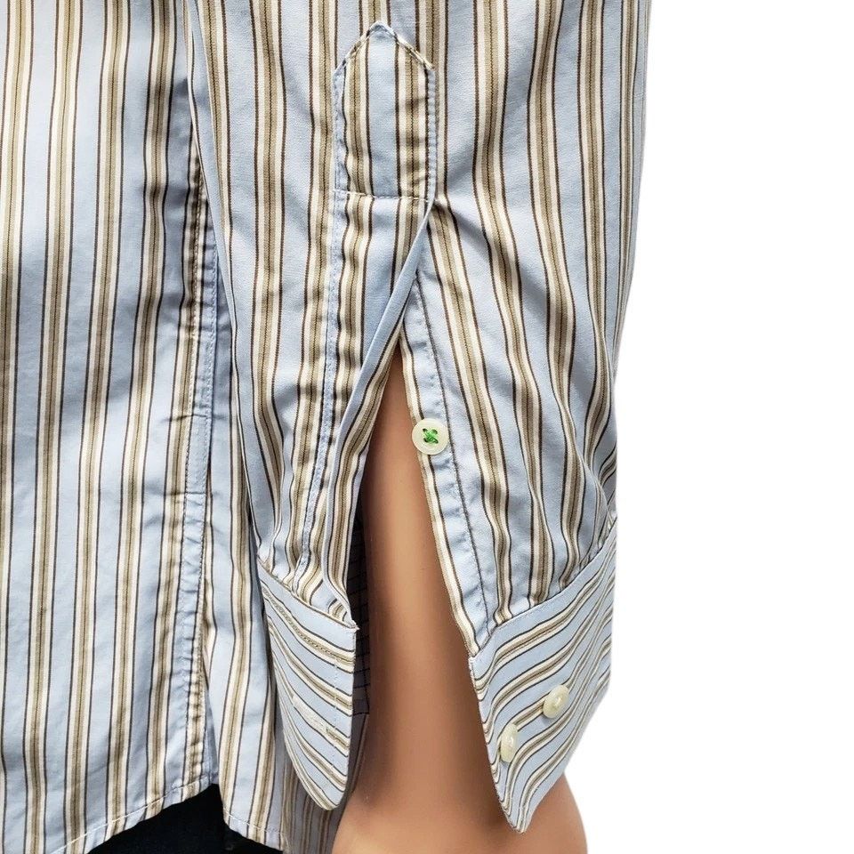 J.McLaughlin J. McLaughlin Shirt Striped Flip Cuff Contrast Collar Button Size US XL / EU 56 / 4 - 6 Thumbnail