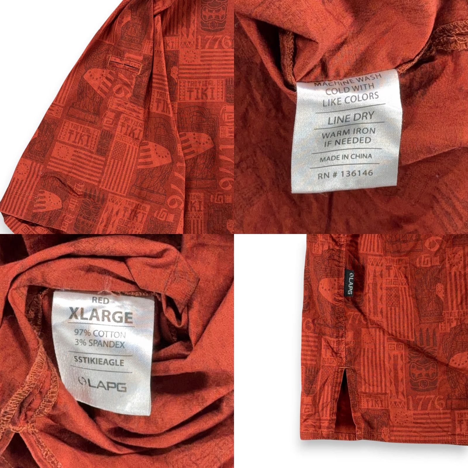 Vintage LA Police Gear Tactical Tiki Hawaiian Camp Shirt Adult EXTRA LARGE Red Snap Size US XL / EU 56 / 4 - 8 Thumbnail