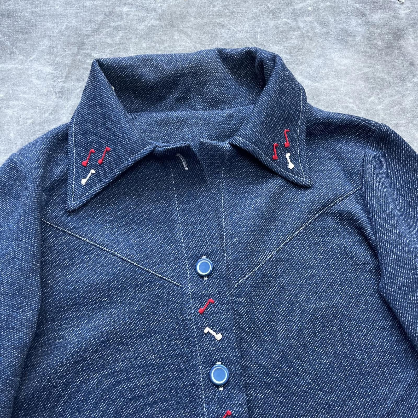 Vintage Vintage 70s Music Guitar Chain Stitch Button Down Shirt Size M / US 6-8 / IT 42-44 - 3 Thumbnail