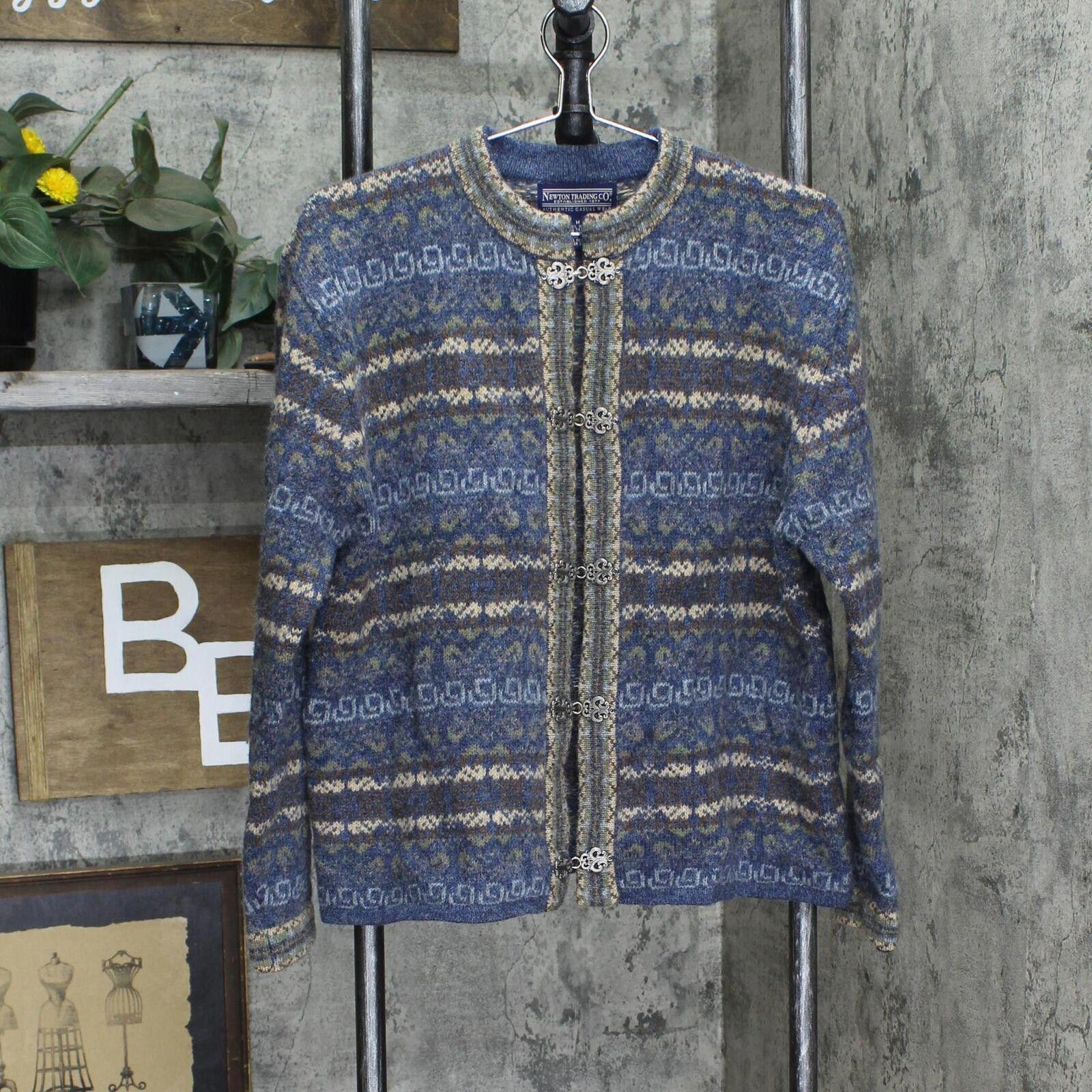 Designer Newton Trading Hook Geometric Cardigan Sweater Blue Multi M Size M / US 6-8 / IT 42-44 - 1 Thumbnail