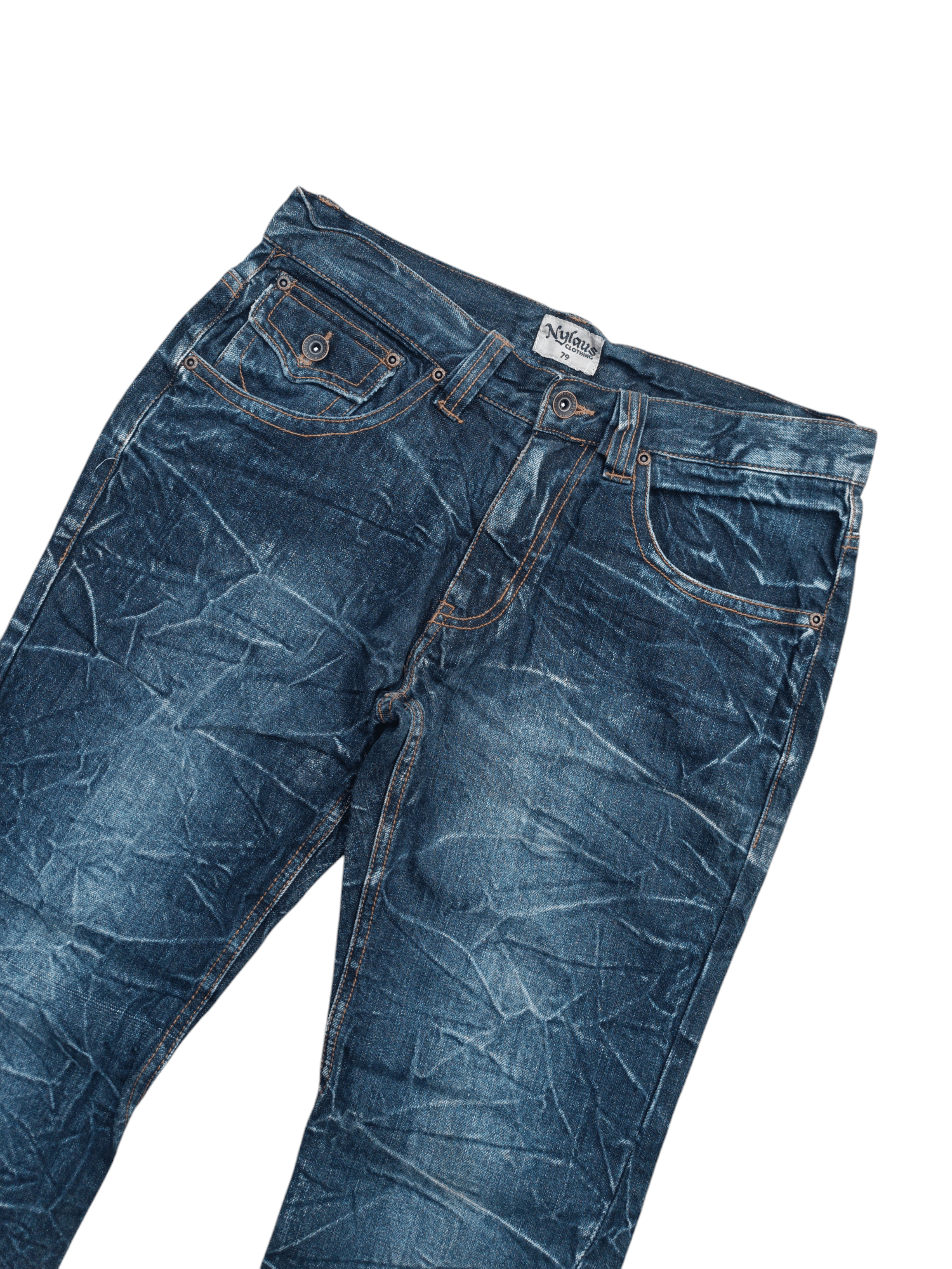 Japanese Brand FLARED NYLAUS WHISKERS JEANS VERY RARE Size US 31 - 18 Thumbnail