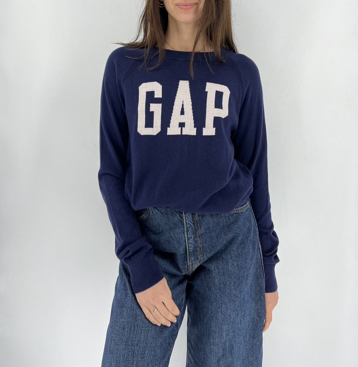 Gap × Vintage Lambswool Sweater Crewneck Pullover GAP Womens Small Navy Size S / US 4 / IT 40 - 2 Thumbnail