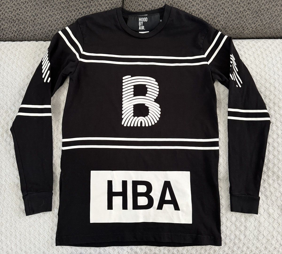 超希少 HOOD BY AIR HBA ロゴ ロングTシャツ M ブラック 長袖 Hood By Air HBA Hood By Air Fingerprint Logo Long Sleeve
