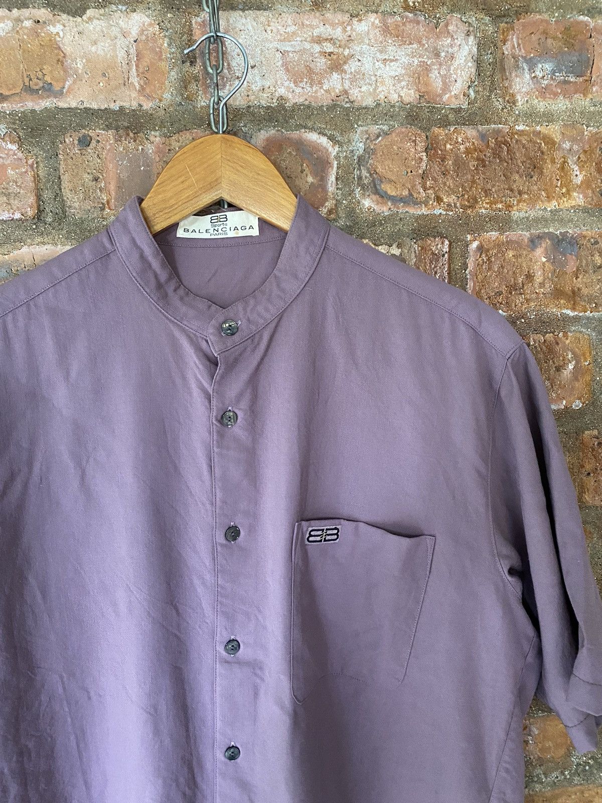 Balenciaga 1990s Balenciaga embroidered logo 100% wool shirt Size US L / EU 52-54 / 3 - 3 Thumbnail