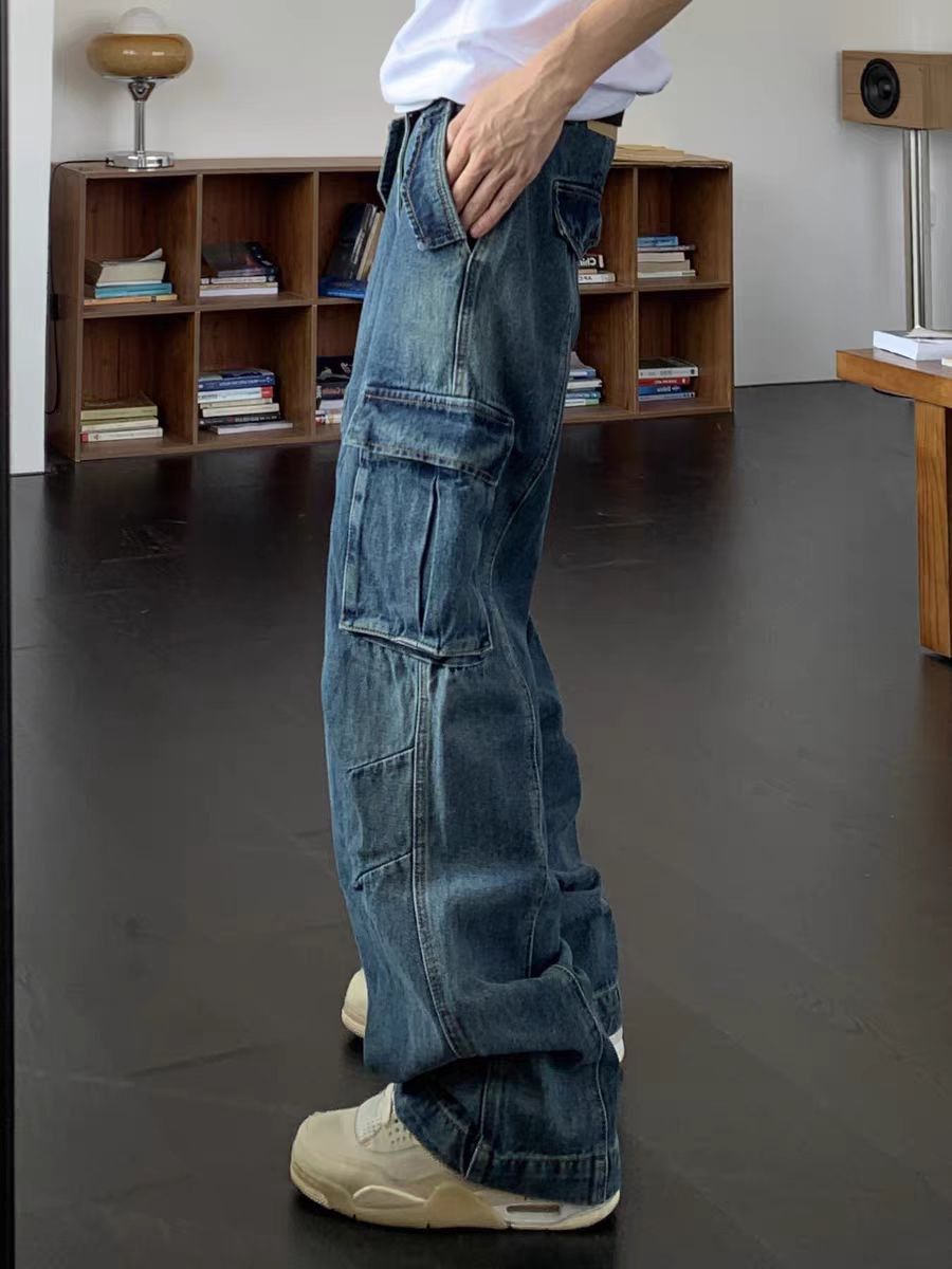 Japanese Brand × Jean Vintage multi-pocket washed heavy workwear baggy jeans Size US 34 / EU 50 - 2 Thumbnail