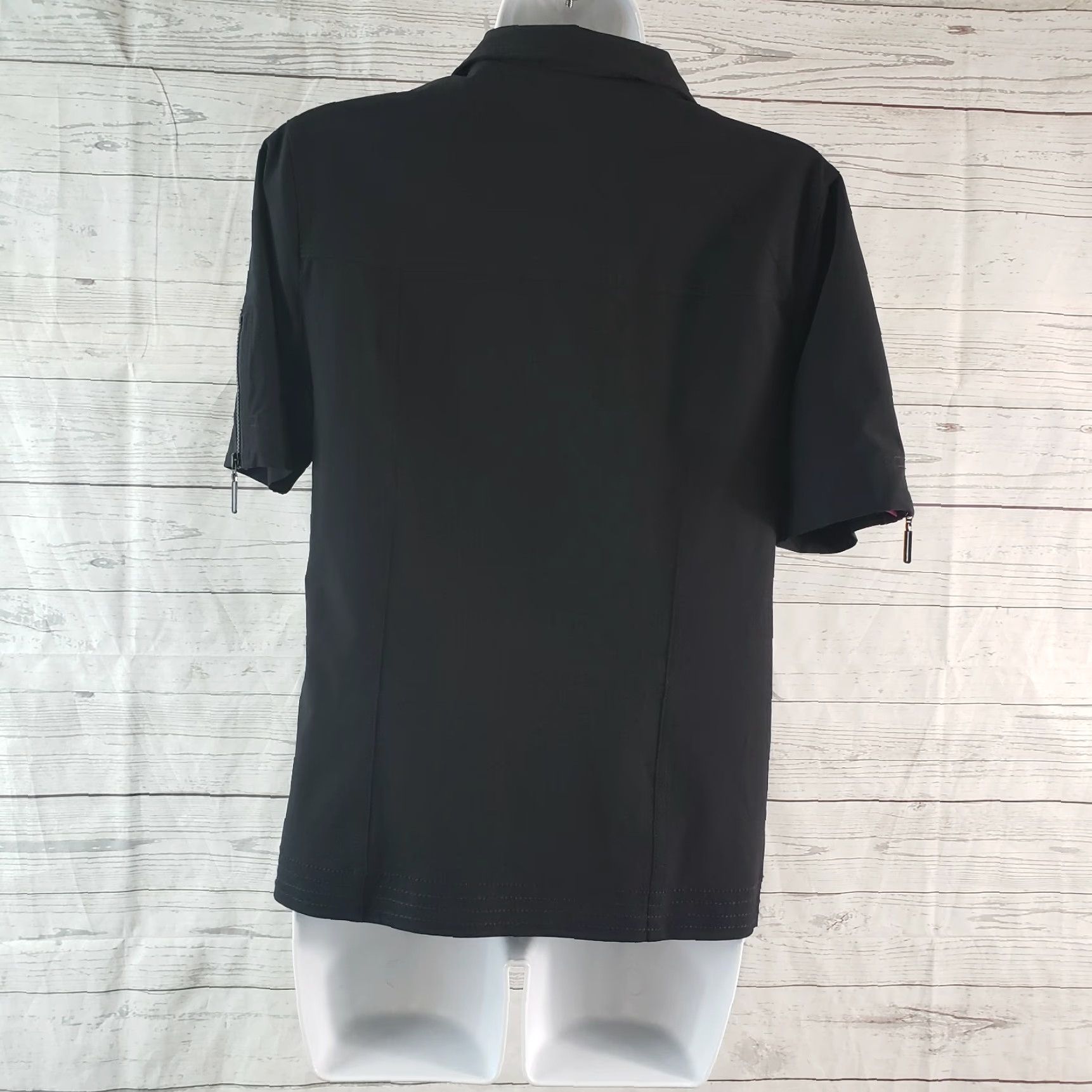Vintage Chico's Zenergy Womens Top Sz S Black Full Zip Short Sleeve Shirt Womens Size S / US 4 / IT 40 - 5 Thumbnail