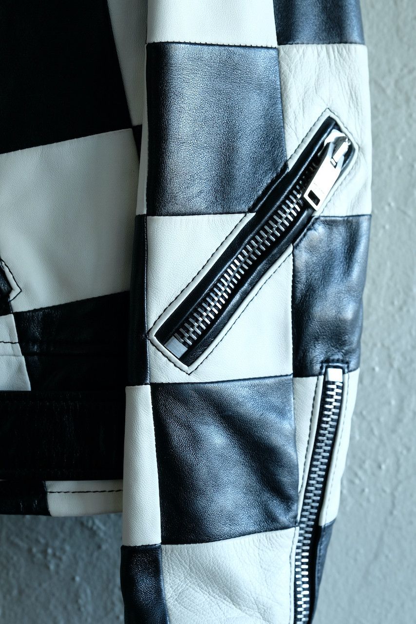 Hedi Slimane × Saint Laurent Paris Saint Laurent Leather Damier Checkered Biker Jacket Paris Size US XS / EU 42 / 0 - 4 Thumbnail