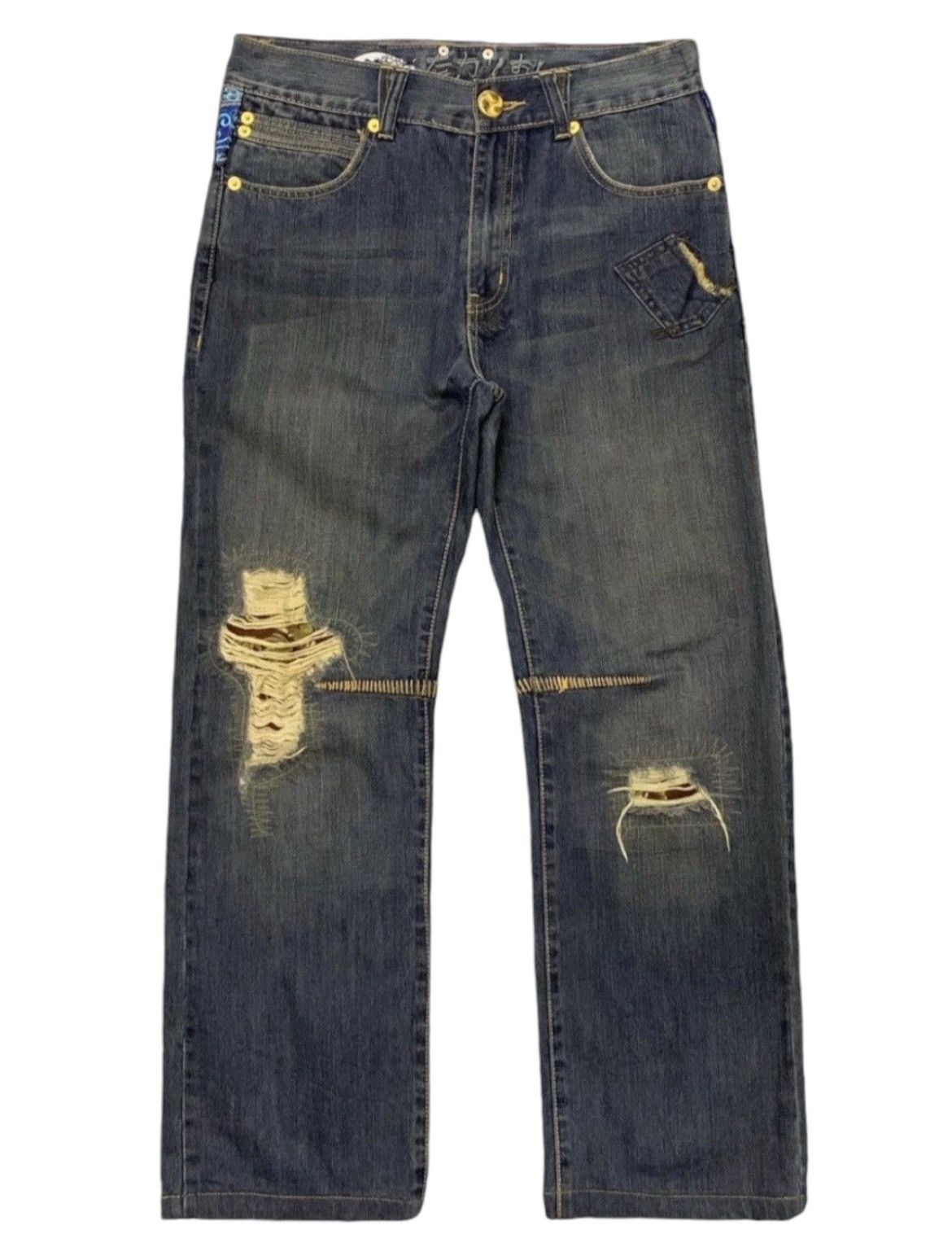 Japanese Brand × Kapital Osaka Big Train Japan Distressed Loose Crafted Jeans Size US 32 / EU 48 - 2 Thumbnail