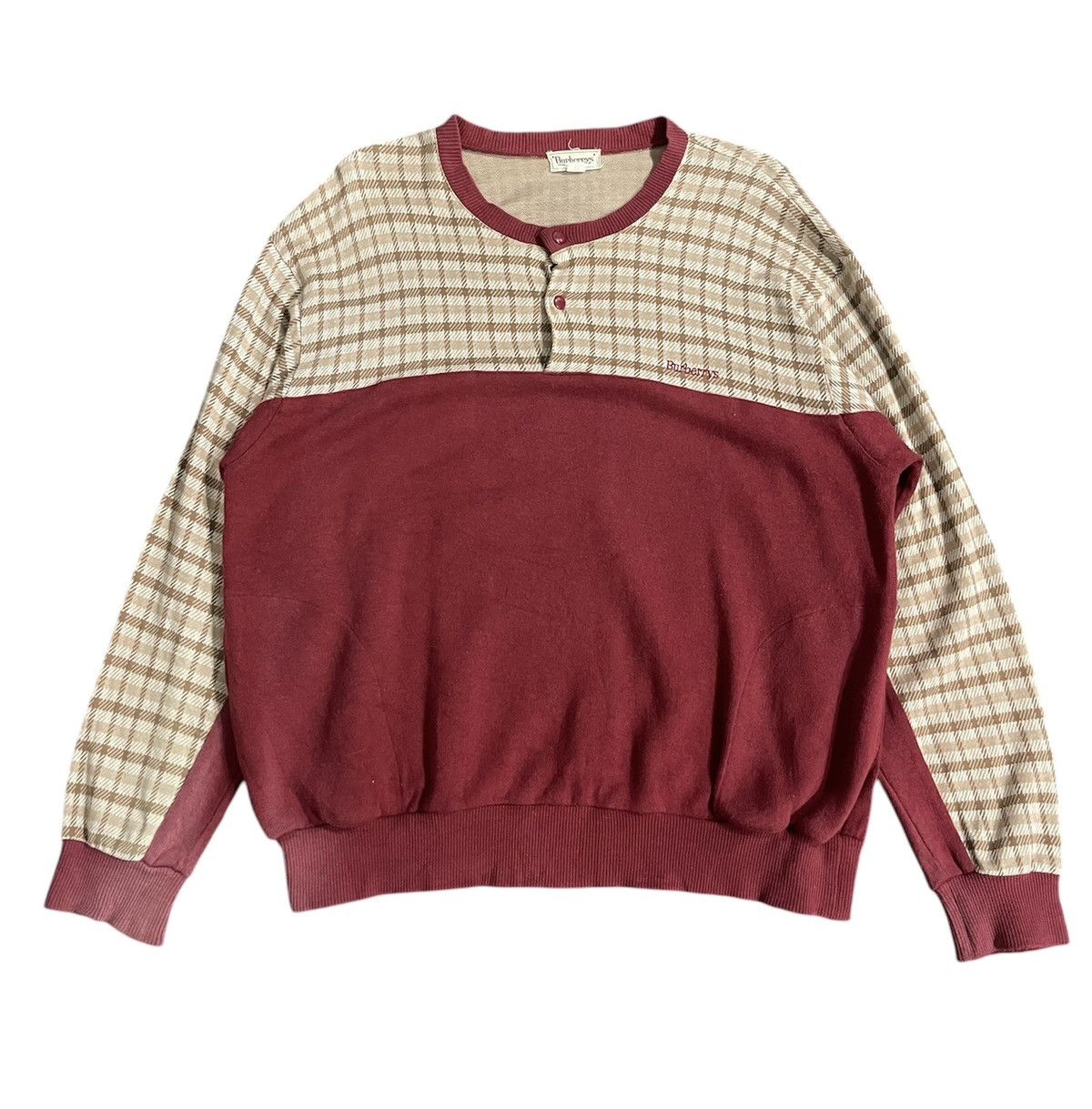 Burberry × Vintage Vintage burberrys Half button Sweatshirt Size US L / EU 52-54 / 3 - 1 Thumbnail