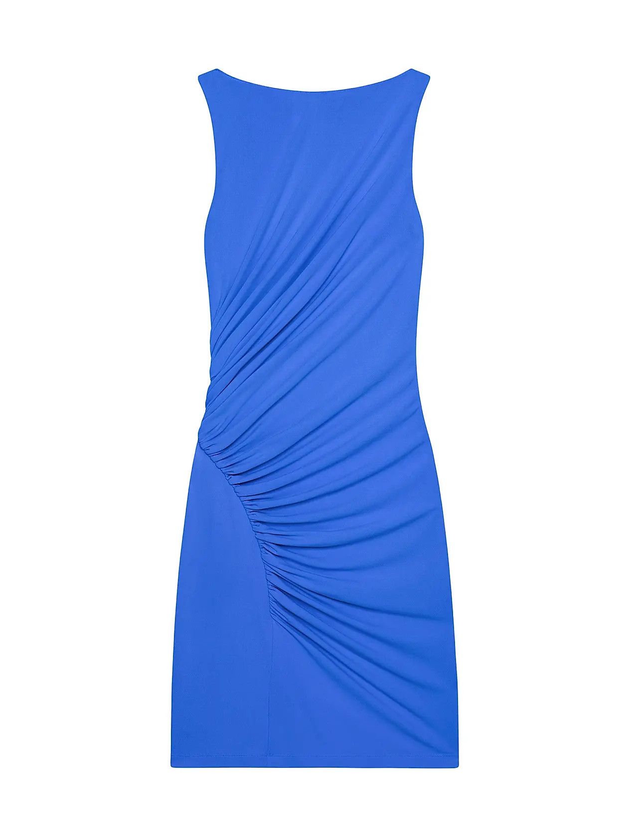 o1srvl11e0725 Draped Dress in Crepe in Iris Purple