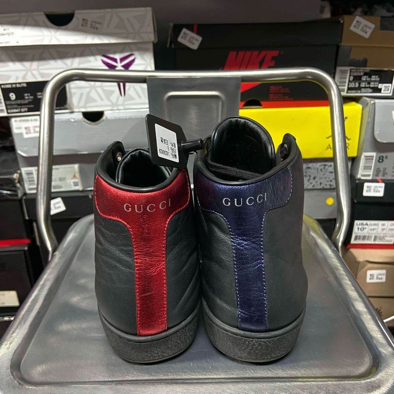 Gucci Gucci Ace High-Top Black Leather Sneakers Size US 6.5 / EU 39-40 - 3 Thumbnail
