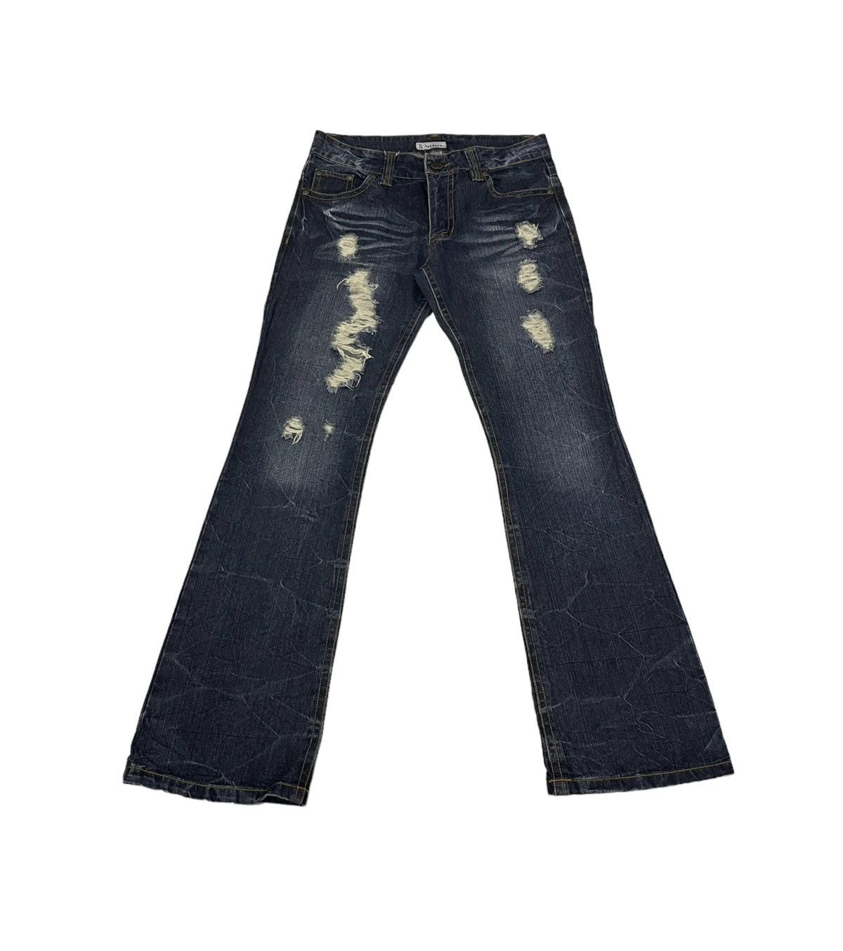 In The Attic Vintage Sorridere Japan Flare Jeans Punk Style Size US 33 - 3 Thumbnail