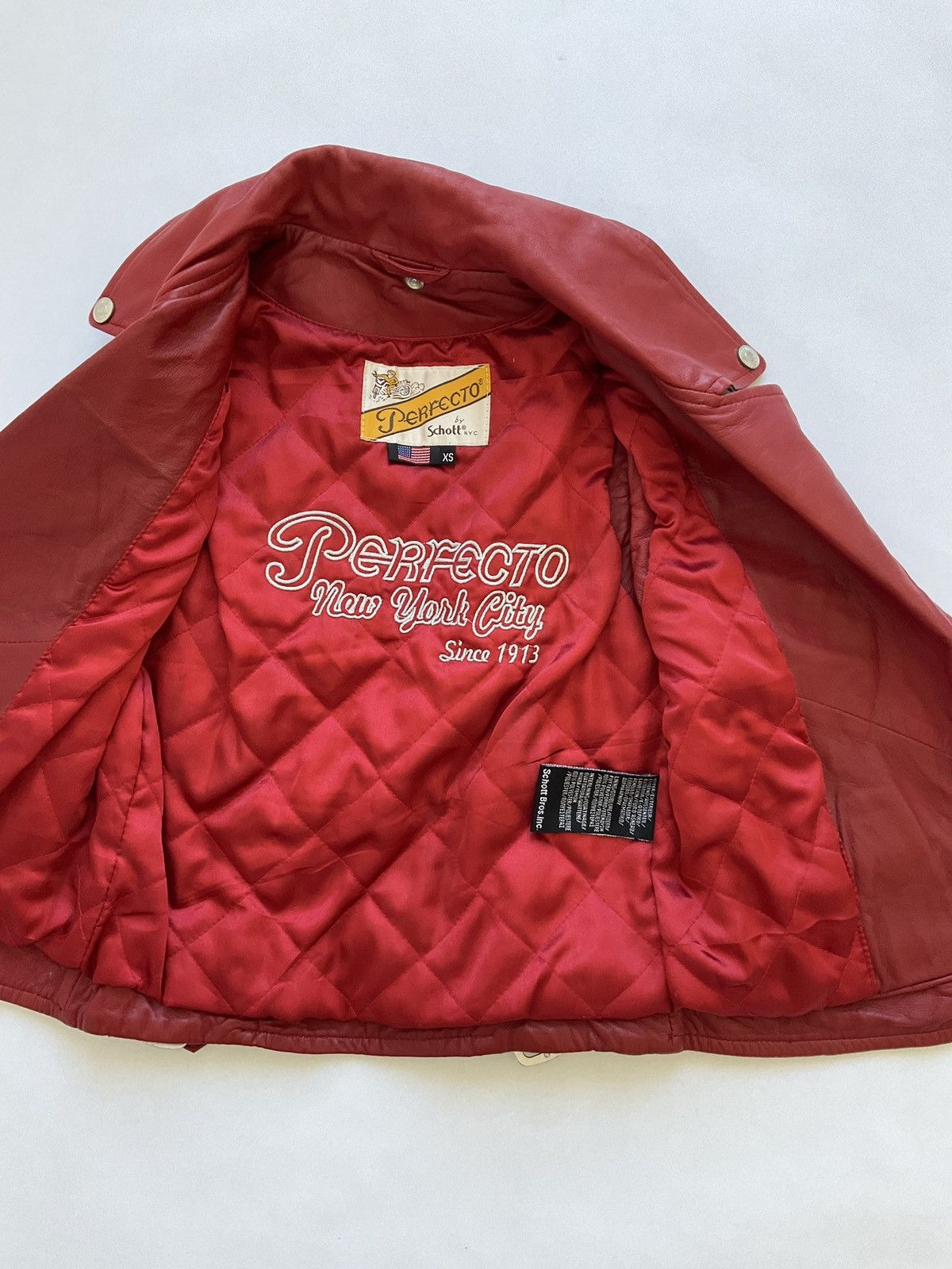 Schott Vintage Schott Perfecto Red Leather Biker jacket Size XS / US 0-2 / IT 36-38 - 5 Thumbnail