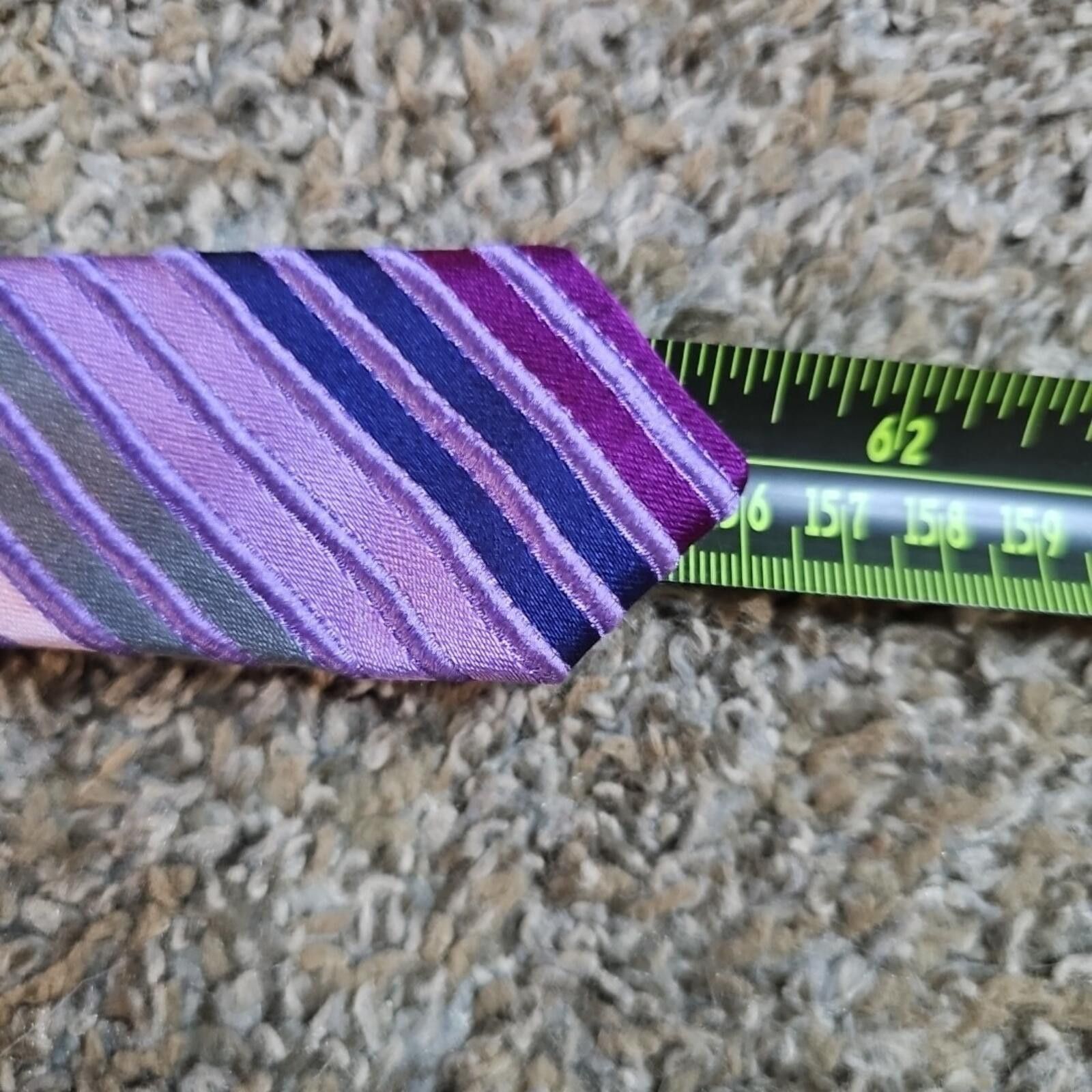 Van Heusen Van Heusen 100% Silk Handmade Purple Necktie Size ONE SIZE - 5 Thumbnail