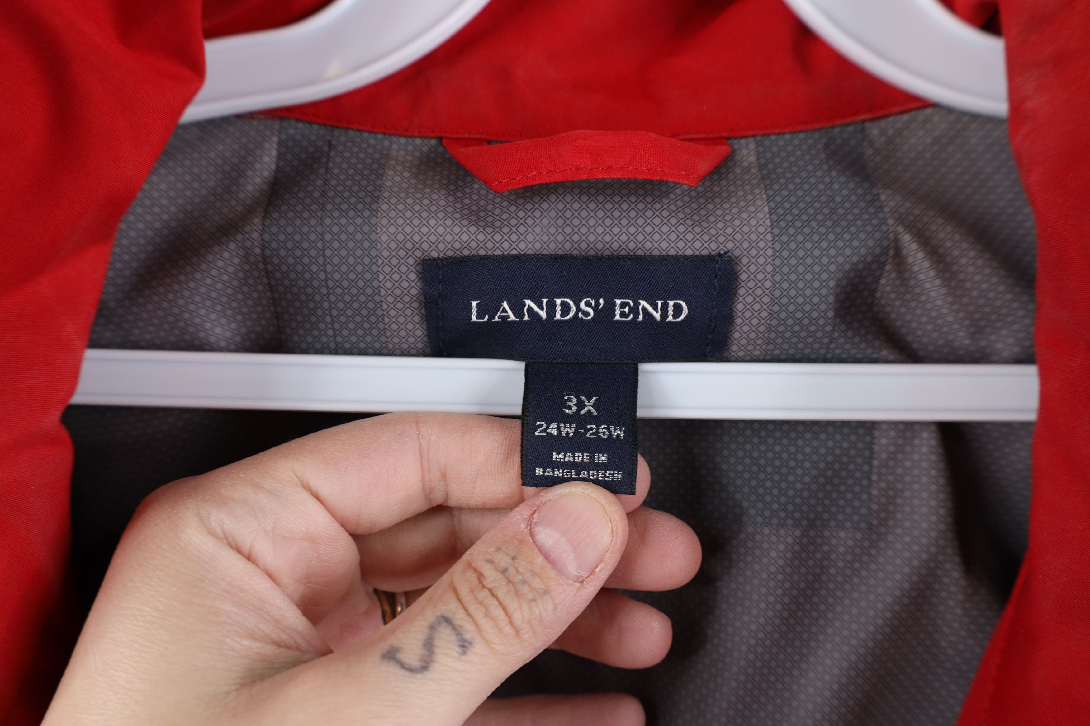 Lands' End × Vintage Vintage Lands End Hooded Full Zip Rain Parka Jacket Red Size 3XL / US 20-22 - 10 Thumbnail