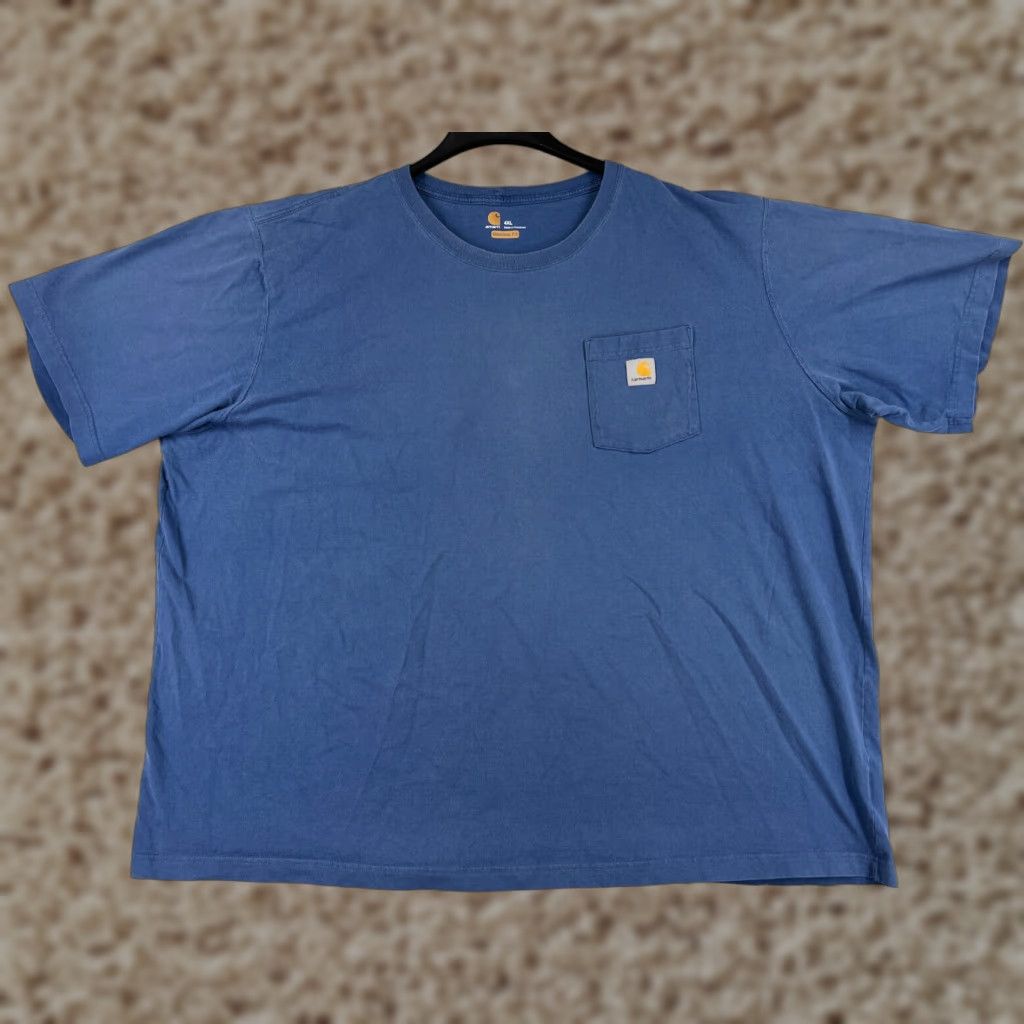 Carhartt Carhartt Shirt Men 4XL Blue Short Sleeve Crew Neck 100% Cotton T-Shirt Modern Work Logo Embroidered Size US XXL / EU 58 / 5 - 1 Thumbnail