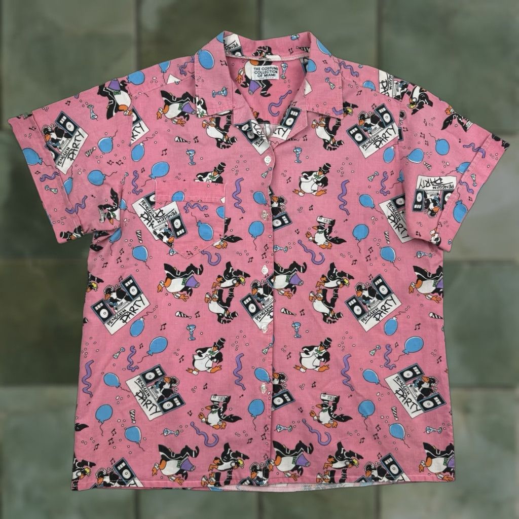 Pinko VINTAGE The Costume Collection Of Miami Button Up Shirt Womens Large Pink Graphic Funny 90s Size L / US 10 / IT 46 - 1 Thumbnail