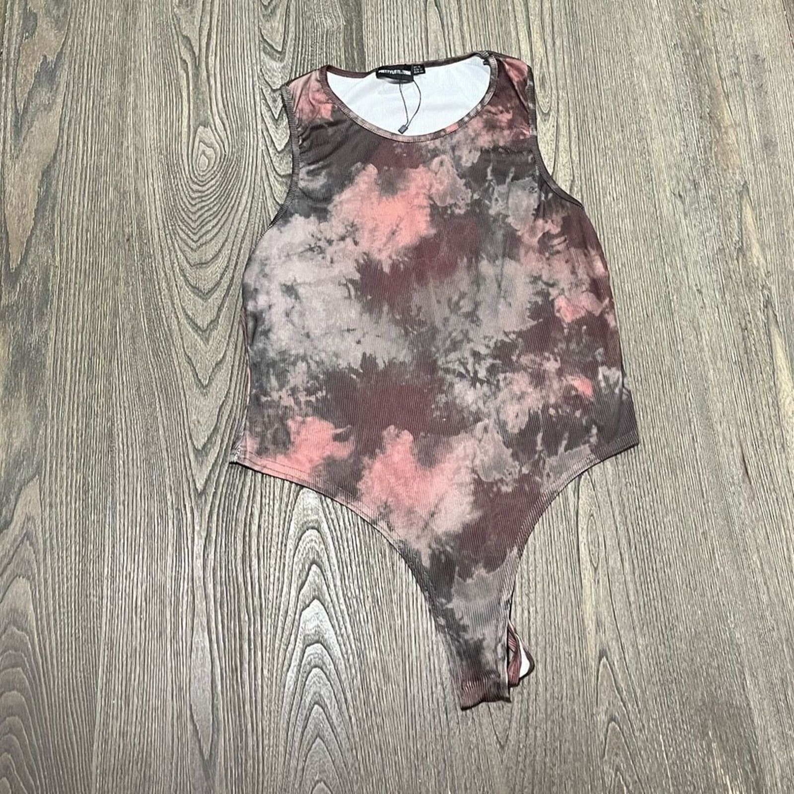 Vintage Pretty Little Thing Bodysuit Tie Dye Ribbed Thong Size 12 Size XL / US 12-14 / IT 48-50 - 1 Thumbnail