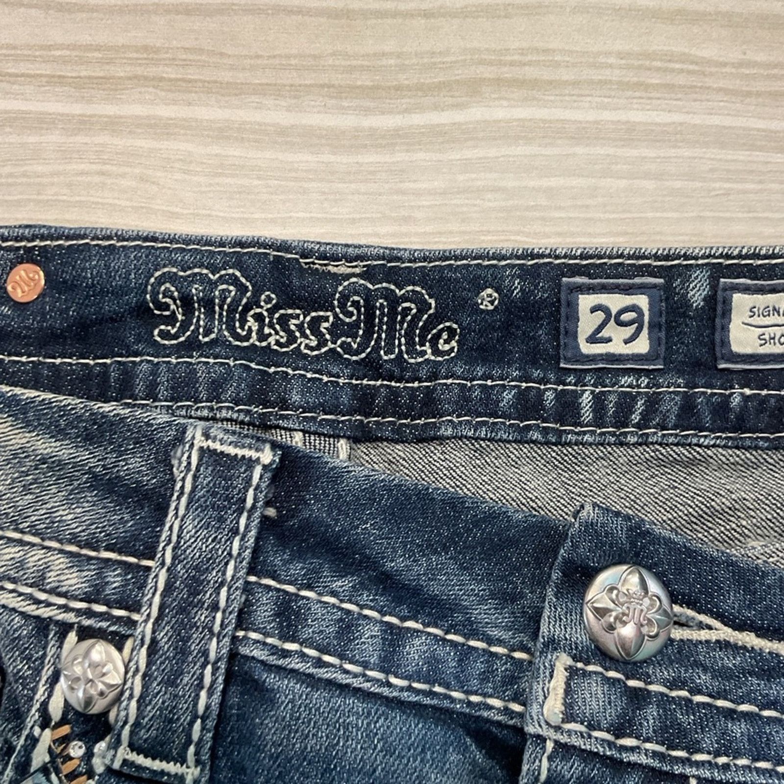 Miss Me Miss Me Embellished Flap Pocket Denim Jean Shorts Size 29" - 9 Thumbnail