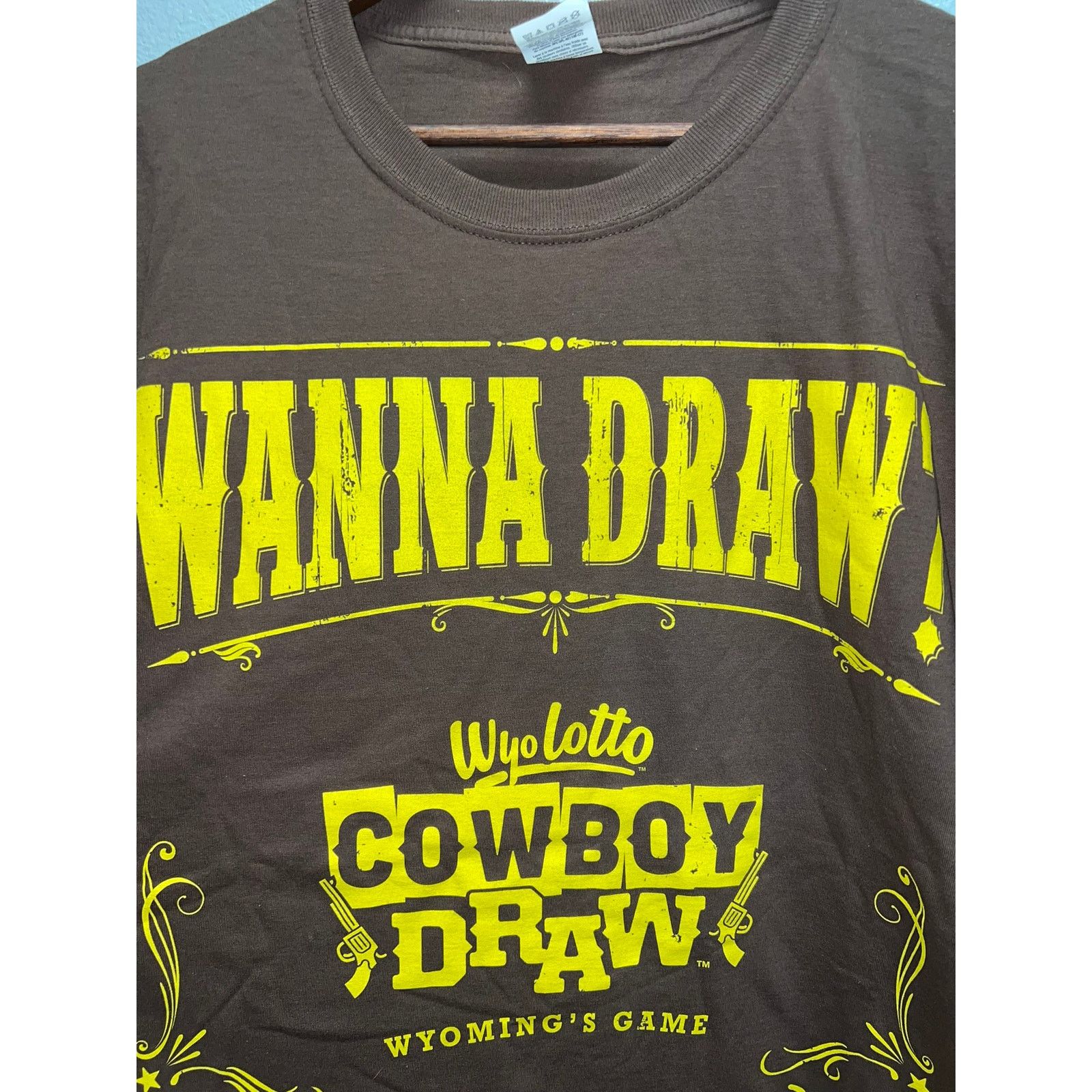 Fruit Of The Loom Wyoming Lottery Shirt Wyolotto Cowboy Draw Brown Tee FOTL XL Size US XL / EU 56 / 4 - 3 Thumbnail
