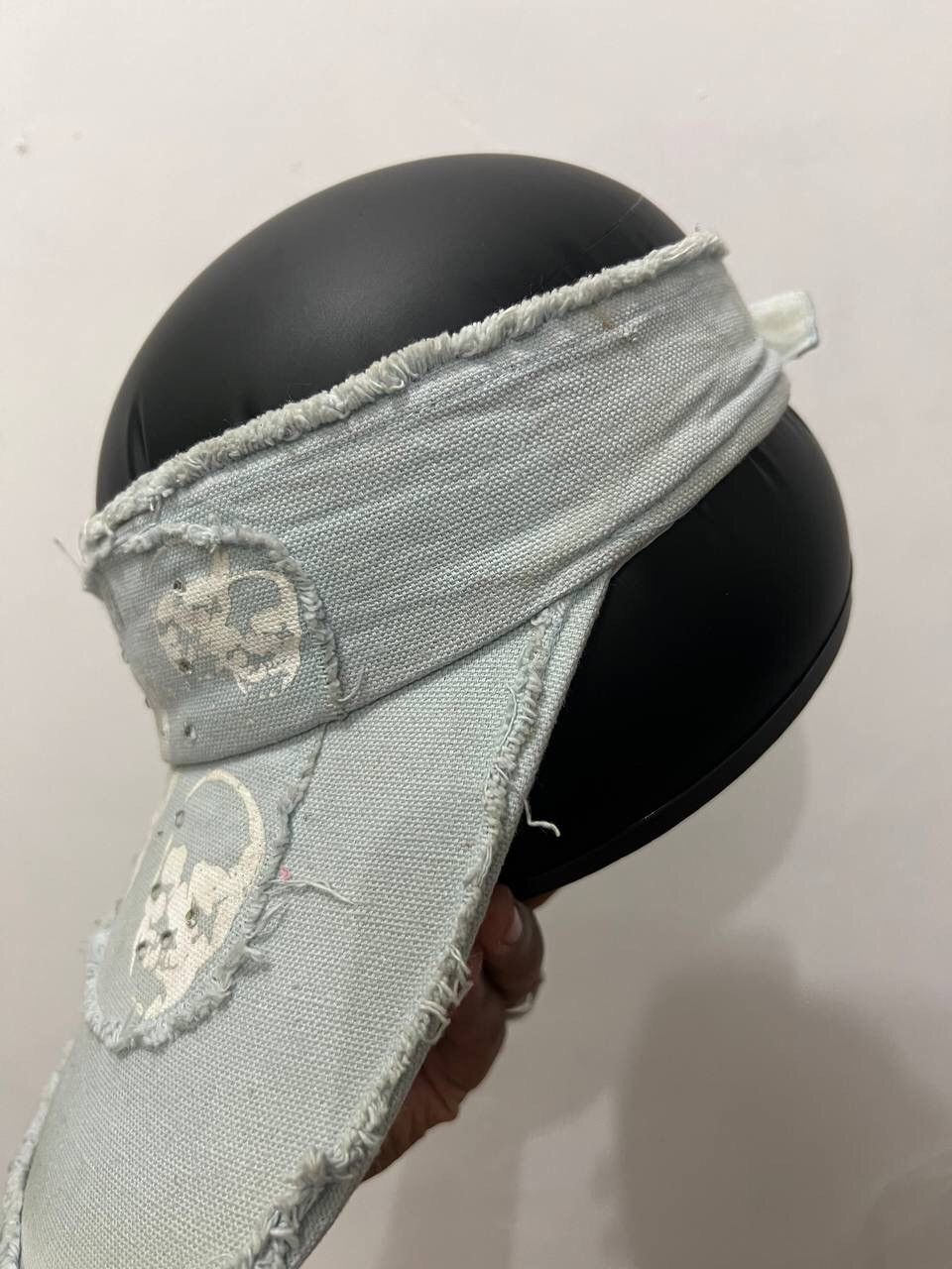 Japanese Brand Distressed Skull Frayed Visor Hat Size ONE SIZE - 8 Thumbnail