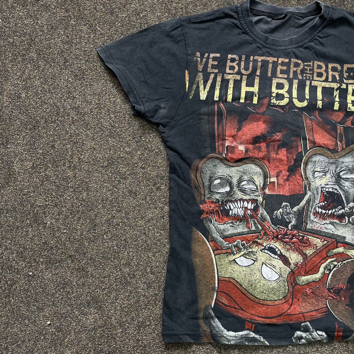 Vintage Vintage 90s Butter Bread Graphic Tee Punk Goth Alt Baggy S Size US S / EU 44-46 / 1 - 2 Thumbnail