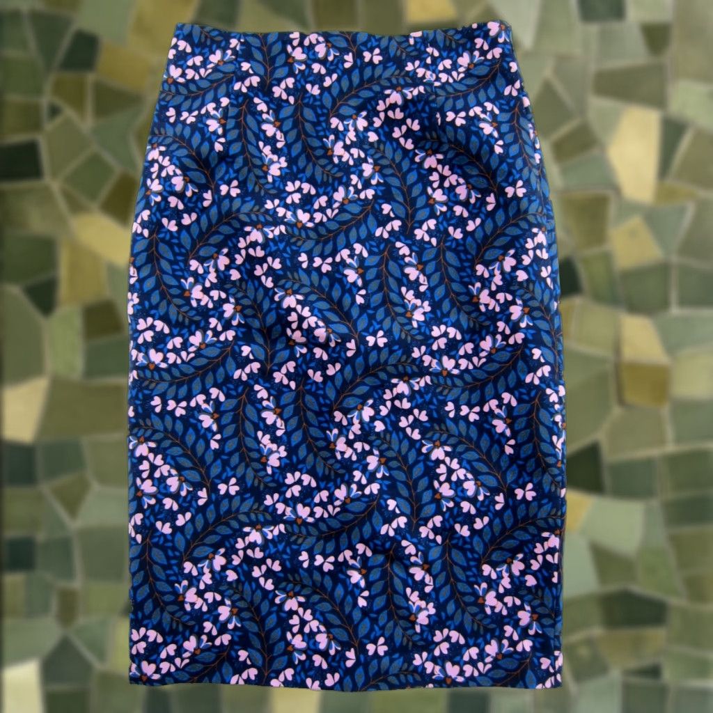 Boden Boden Blue Pink Orange Floral Cotton Stretch Straight Pencil Work Skirt 6R Size 28" / US 6 / IT 42 - 1 Thumbnail