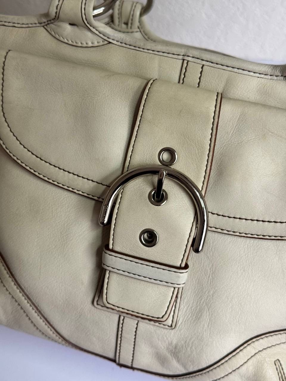 Coach Coach Y2K SoHo Buckle Flap White/Cream Leather Tote Size ONE SIZE - 5 Thumbnail