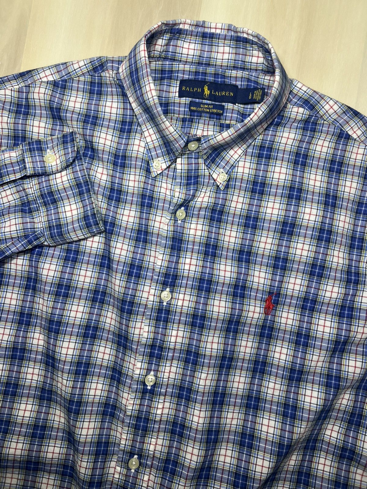 Polo Ralph Lauren Polo Ralph Lauren Men's L Slim Fit Stretch Blue Red Gingham Size US L / EU 52-54 / 3 - 1 Thumbnail