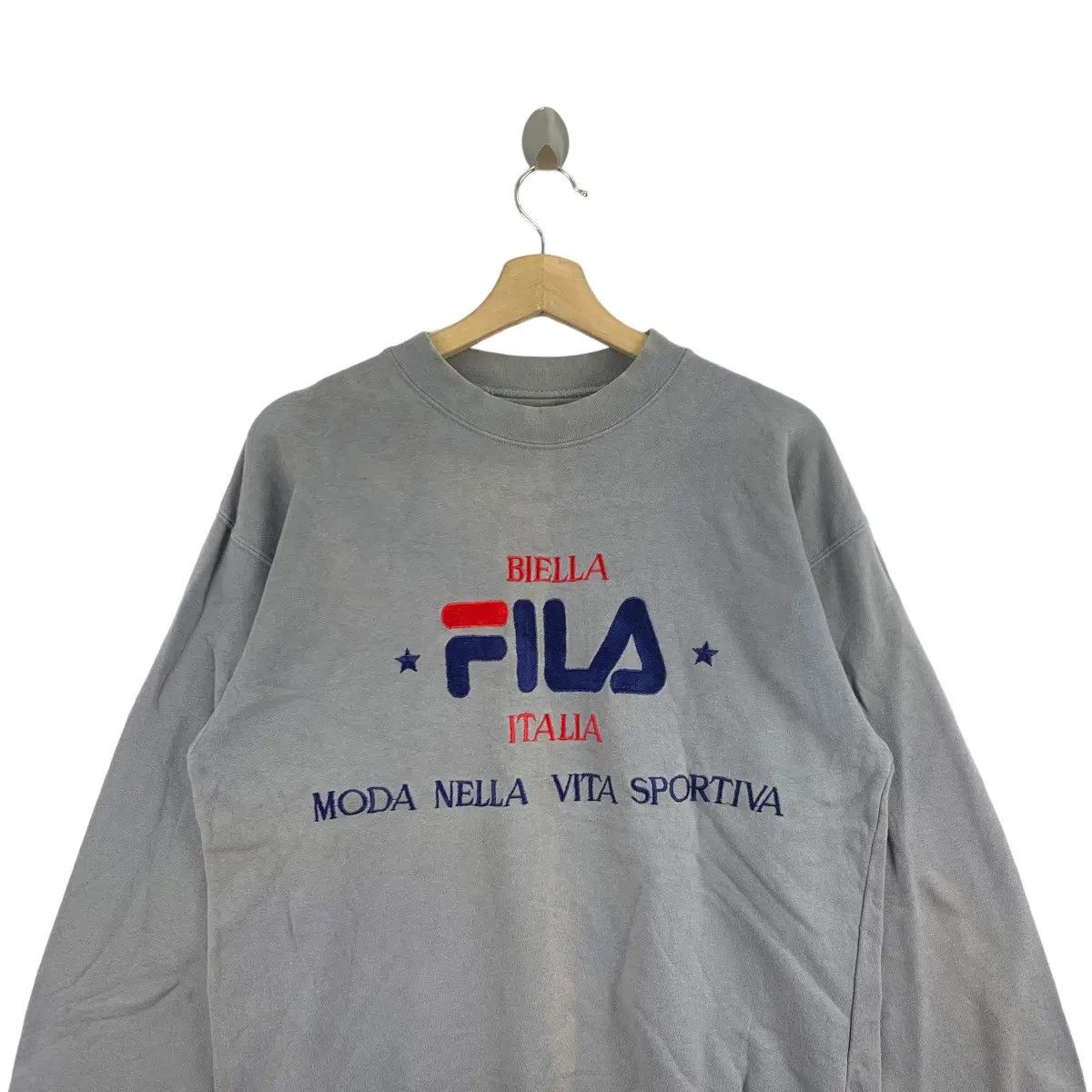 Fila Vtg FILA BIELLA ITALIA Sportiva Embroidered Grey Sweatshirt Size XL / US 12-14 / IT 48-50 - 4 Thumbnail
