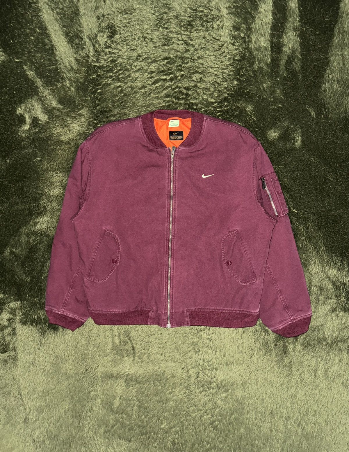 Nike [XXL] Nike Life Woven Washed Flight Jacket Maroon (Asia) Size US XXL / EU 58 / 5 - 1 Thumbnail