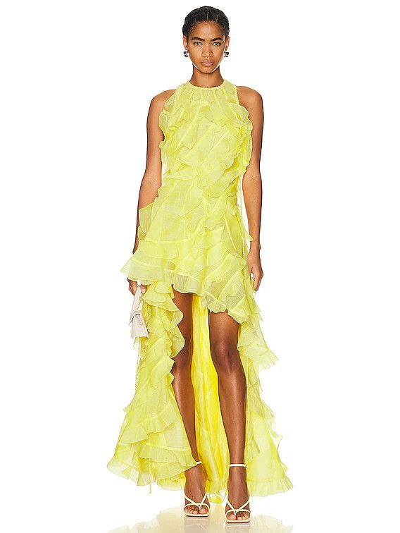image of Zimmermann Wonderland Ruffle Gown in Lemon, Women's (Size XL)