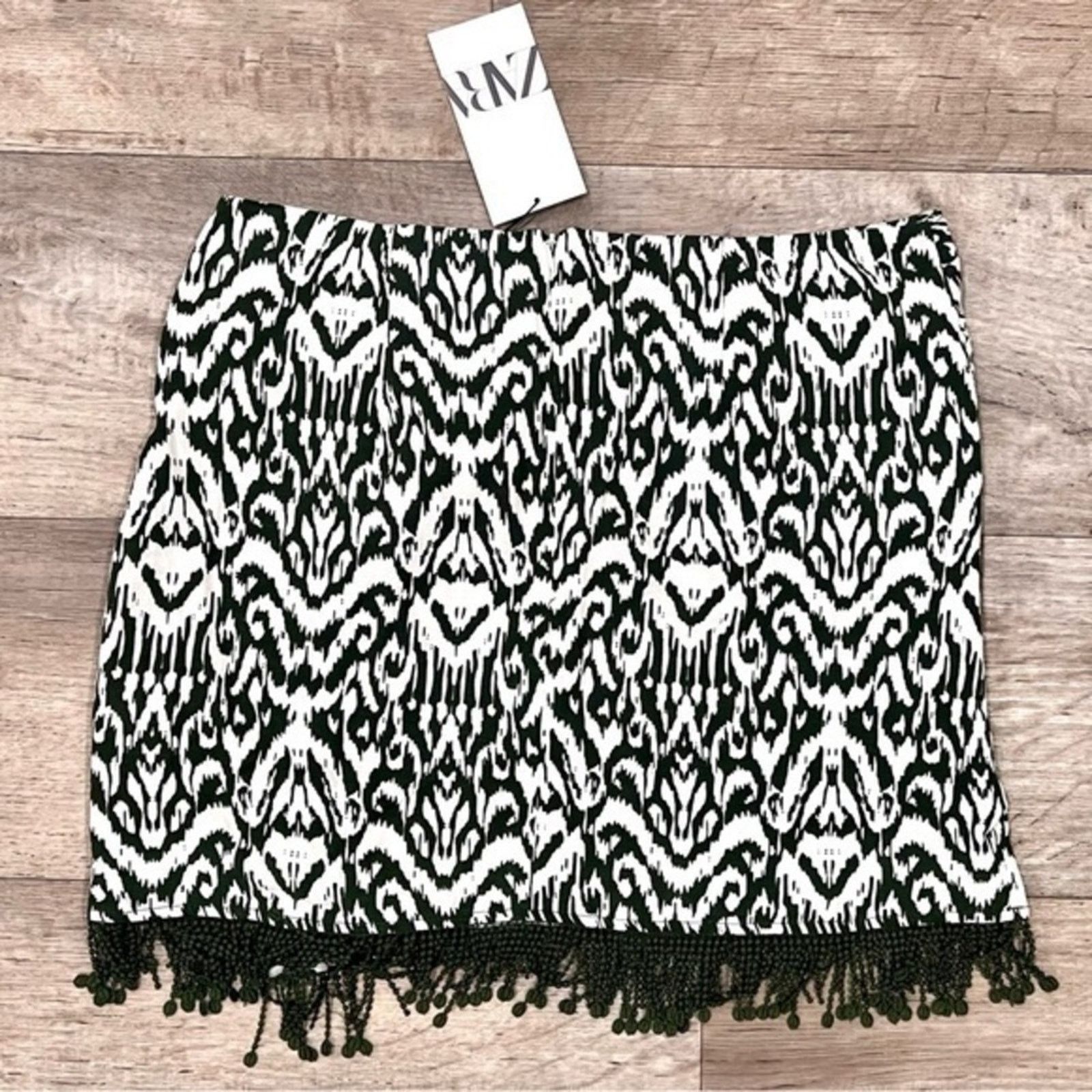 Zara ZARA Linen Blend Fringe Mini Skirt NWT Size 29" - 20 Thumbnail