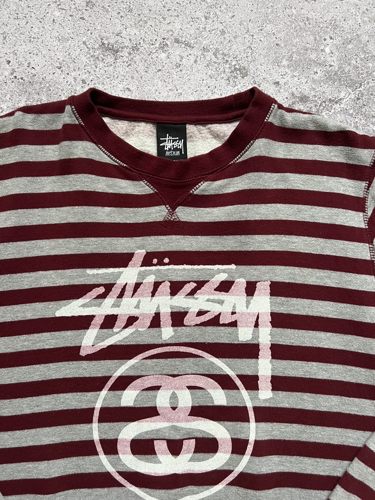 Stussy × Vintage Stussy Striped Sweatshirt Big Logo Men's Size US M / EU 48-50 / 2 - 4 Thumbnail