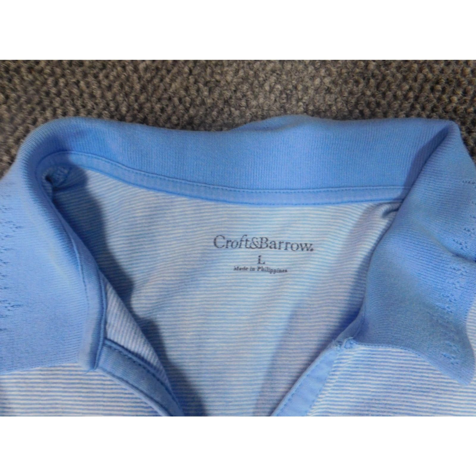 Croft & Barrow Croft & Barrow Blouse Womens Large Blue Striped Crew Neck Long Sleeve Pullover Casual Cotton Rayon Regular Classic Stretch Size L / US 10 / IT 46 - 6 Thumbnail