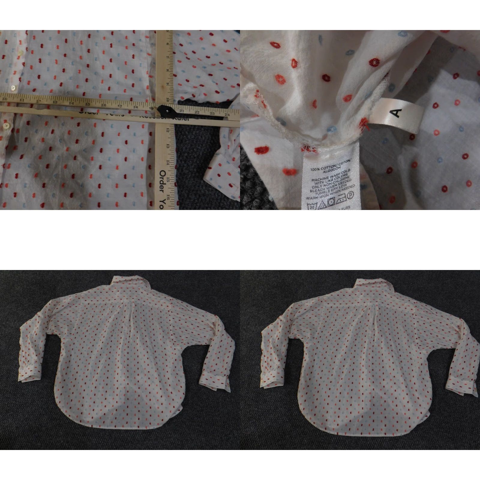 Loft LOFT Shirt Womens XS White Geometric Button-Up Casual Comfort Regular Size XS Size XS / US 0-2 / IT 36-38 - 8 Thumbnail