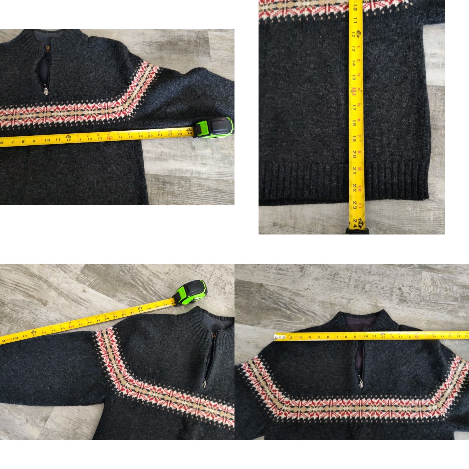 Vintage Woolrich Women's Sweater 1/4 Zip Fair Isle Knit 100% Wool Dark Charcoal M 90s Outdoor Ski Womens Size M / US 6-8 / IT 42-44 - 8 Thumbnail