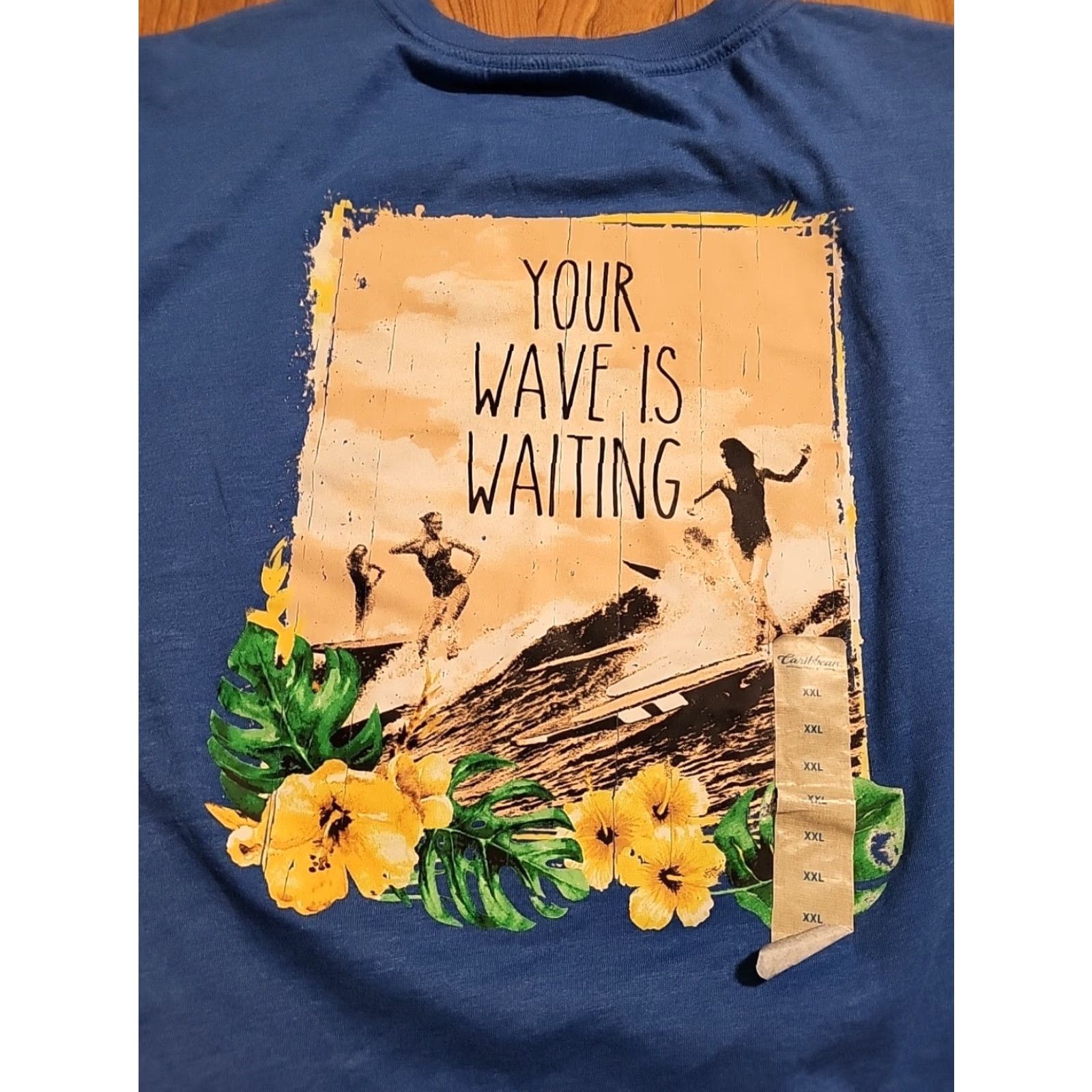Vintage VINTAGE Caribbean Your Wave Is Waiting XXL SS Blue Tshirt Surf Never Worn 52" Chest NWT Size US XXL / EU 58 / 5 - 2 Thumbnail