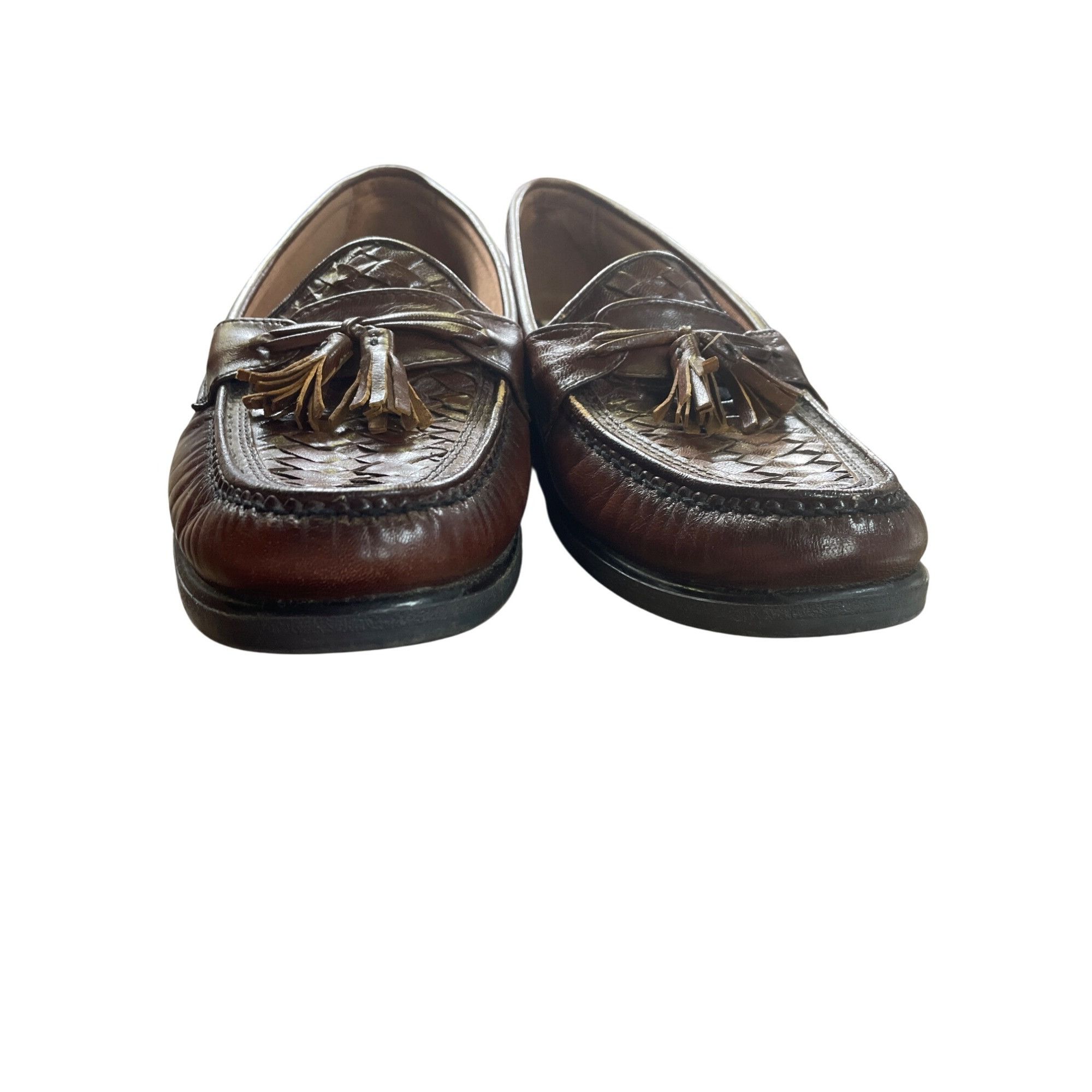 Designer French Shriner Mens Brown Leather Tassel Loafers Size 8.5M S Size US 8.5 / EU 41-42 - 5 Thumbnail