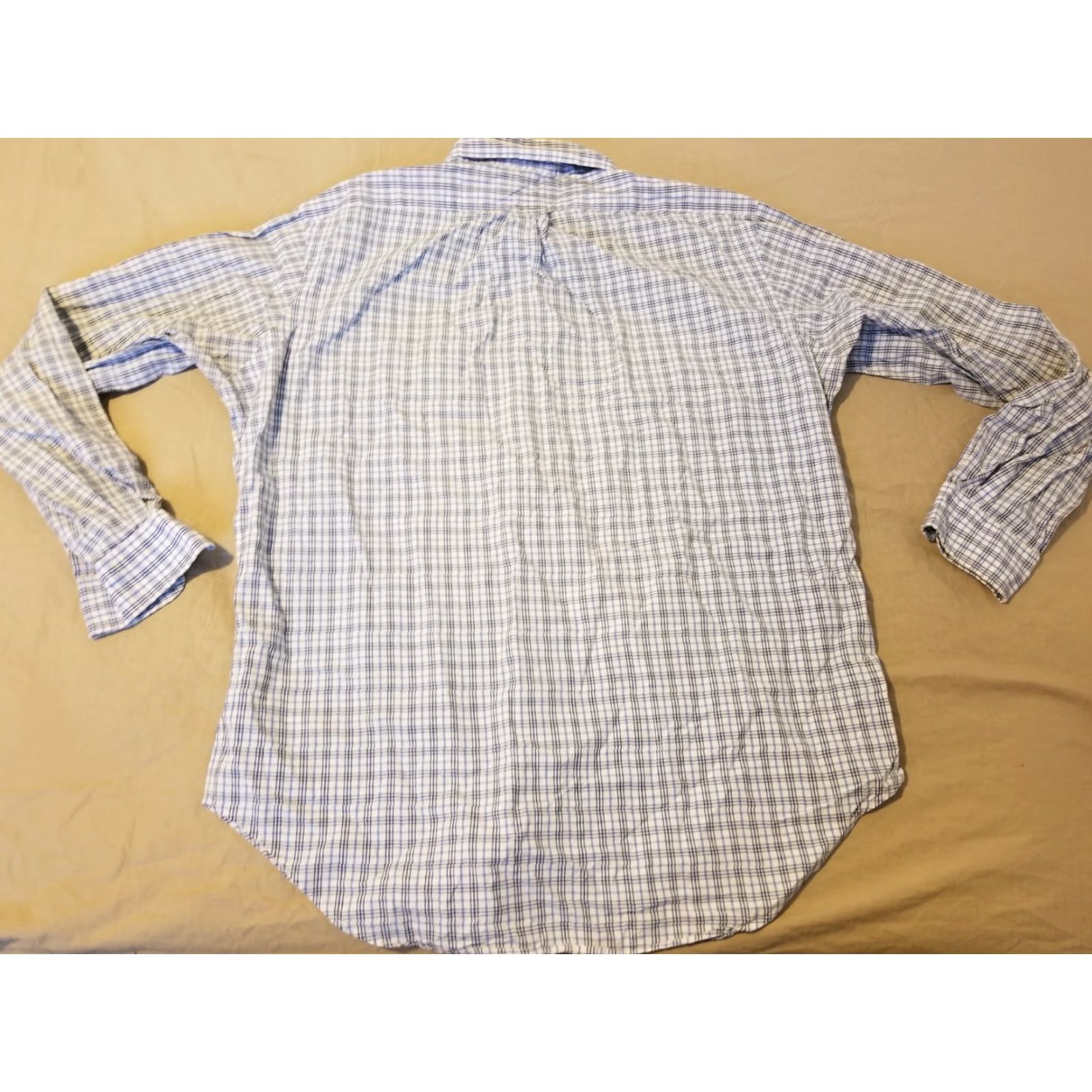 Polo Ralph Lauren Polo Ralph Lauren Dress Shirt L Mens Button-Down Cotton Blue White Button Long Sleeve Classic Size 42R - 6 Thumbnail